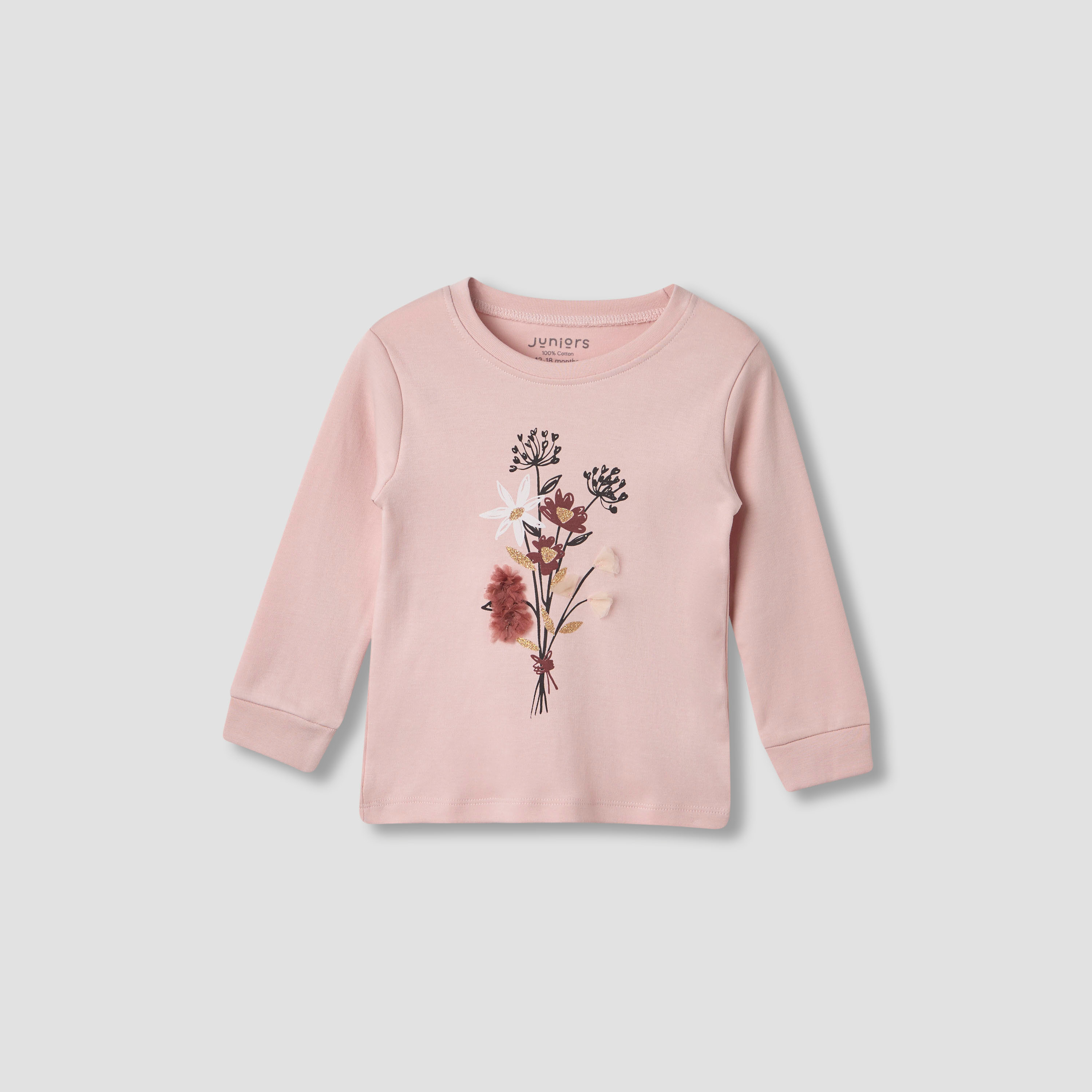 Juniors All-Over Floral Print Long Sleeves T-shirt and Pyjama Set-baby-girls-clothing-nightwear-pyjamasets-image-2