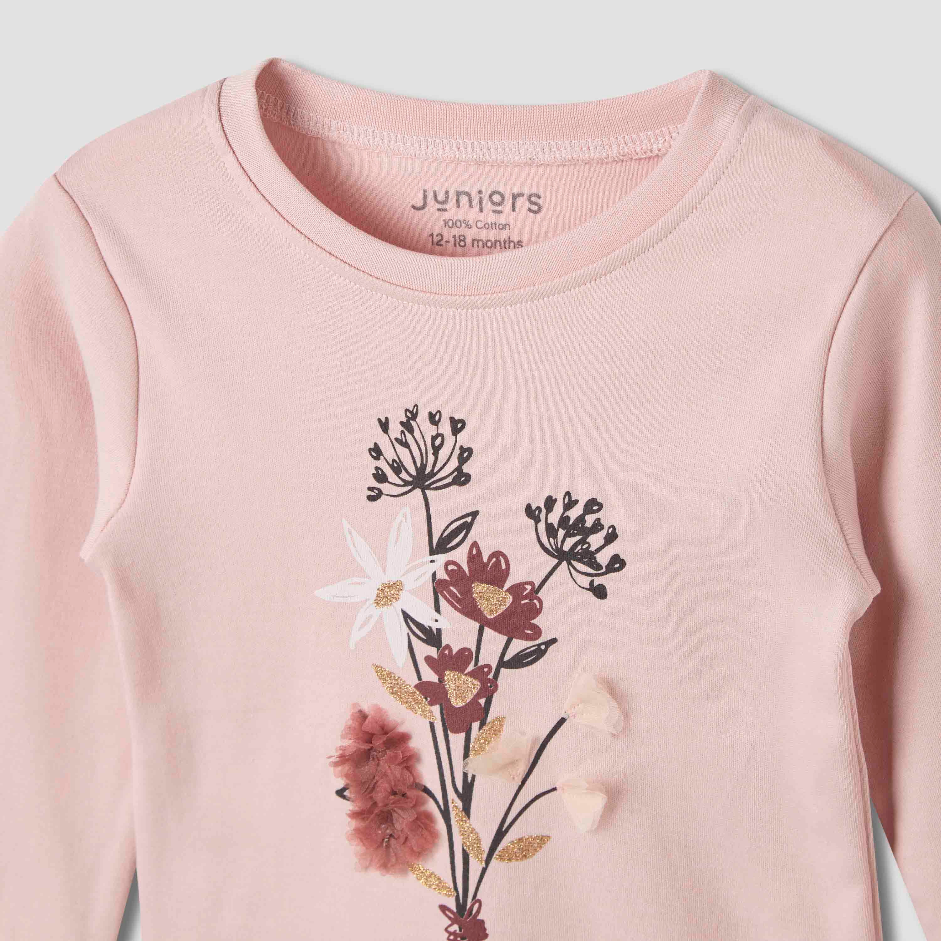 Juniors All-Over Floral Print Long Sleeves T-shirt and Pyjama Set-baby-girls-clothing-nightwear-pyjamasets-image-4