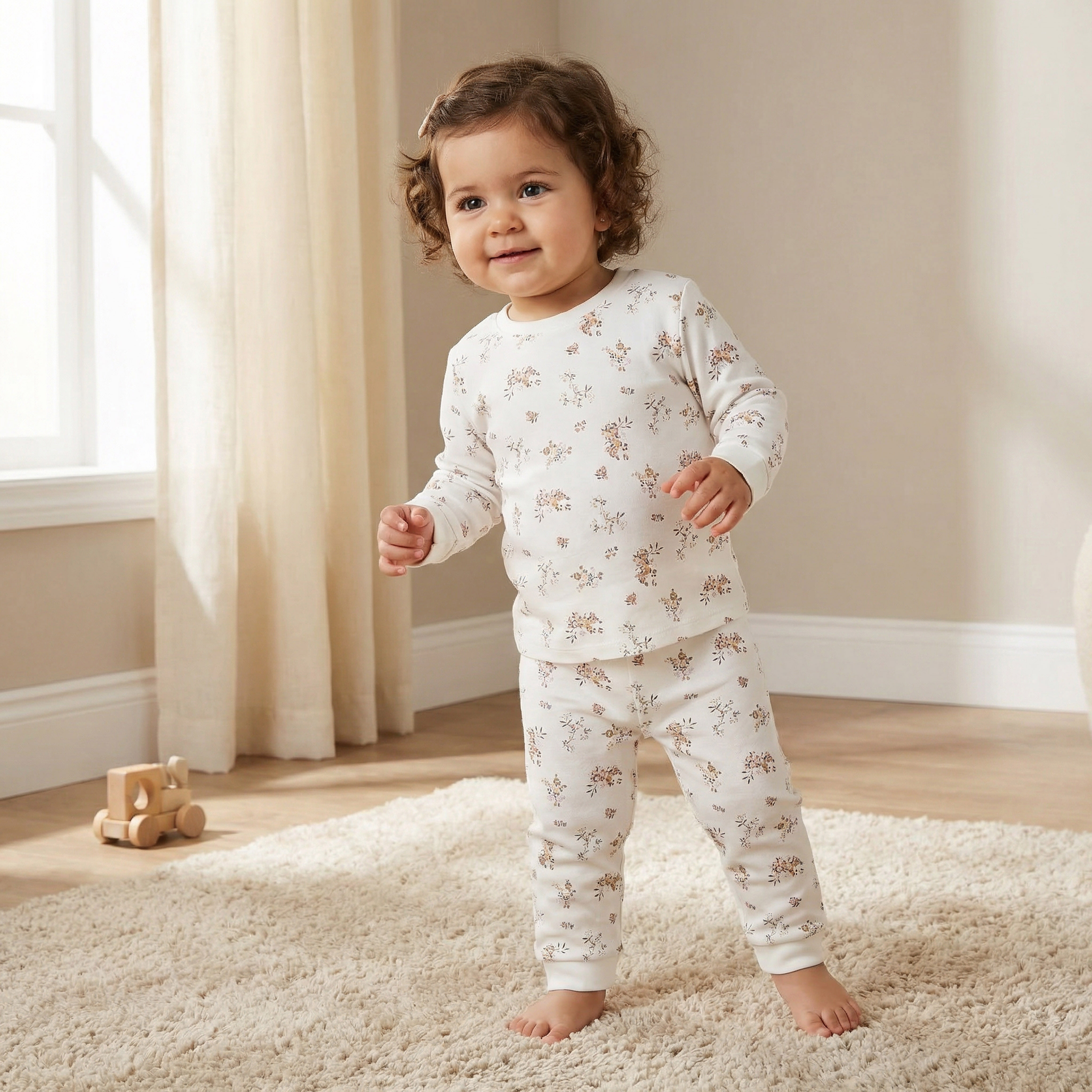 Juniors Printed Ribbed T-shirt and Pyjama Set-baby-girls-clothing-nightwear-pyjamasets-image-1