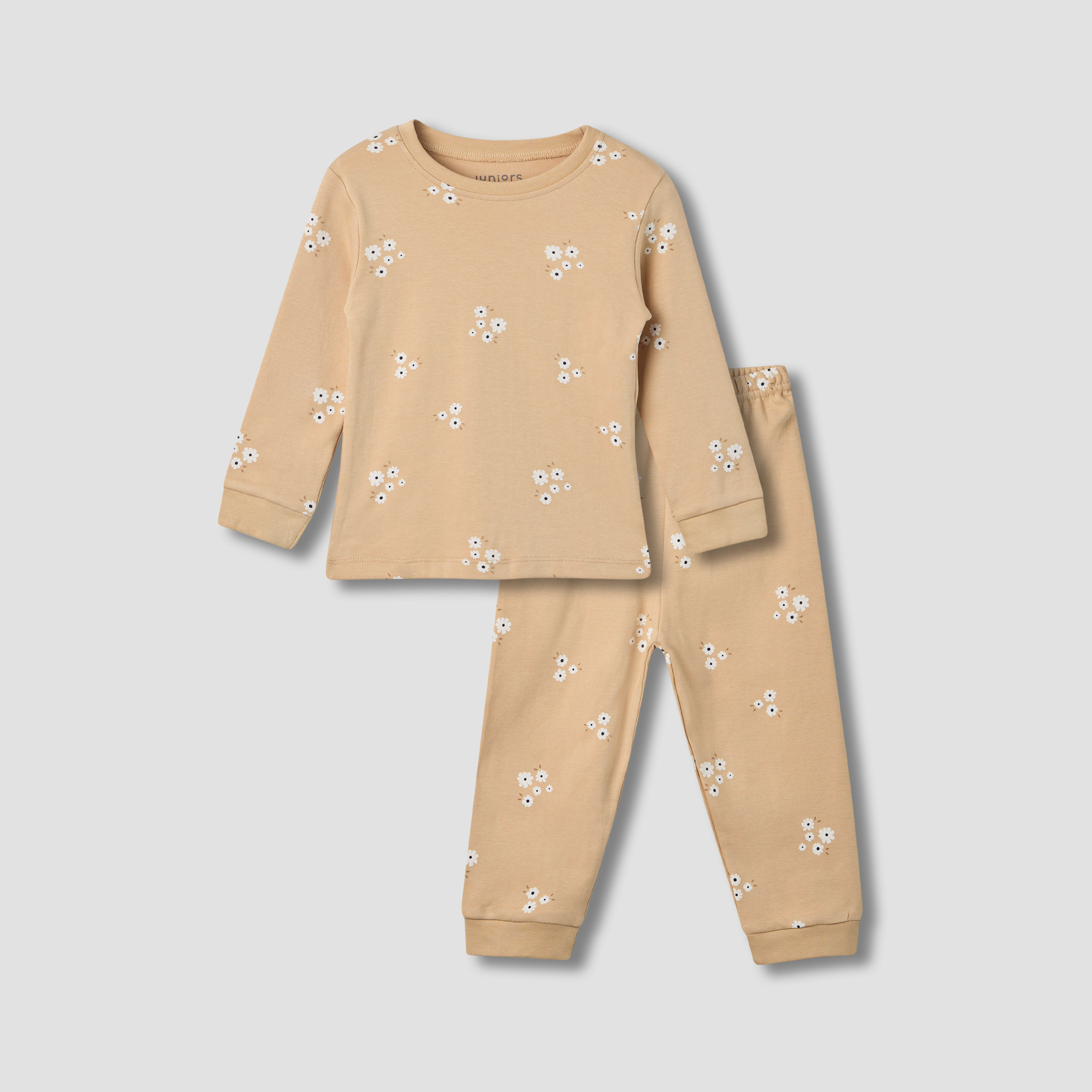 Juniors Floral Print Long Sleeve T-shirt and Pyjama Set-baby-girls-clothing-nightwear-pyjamasets-image-2