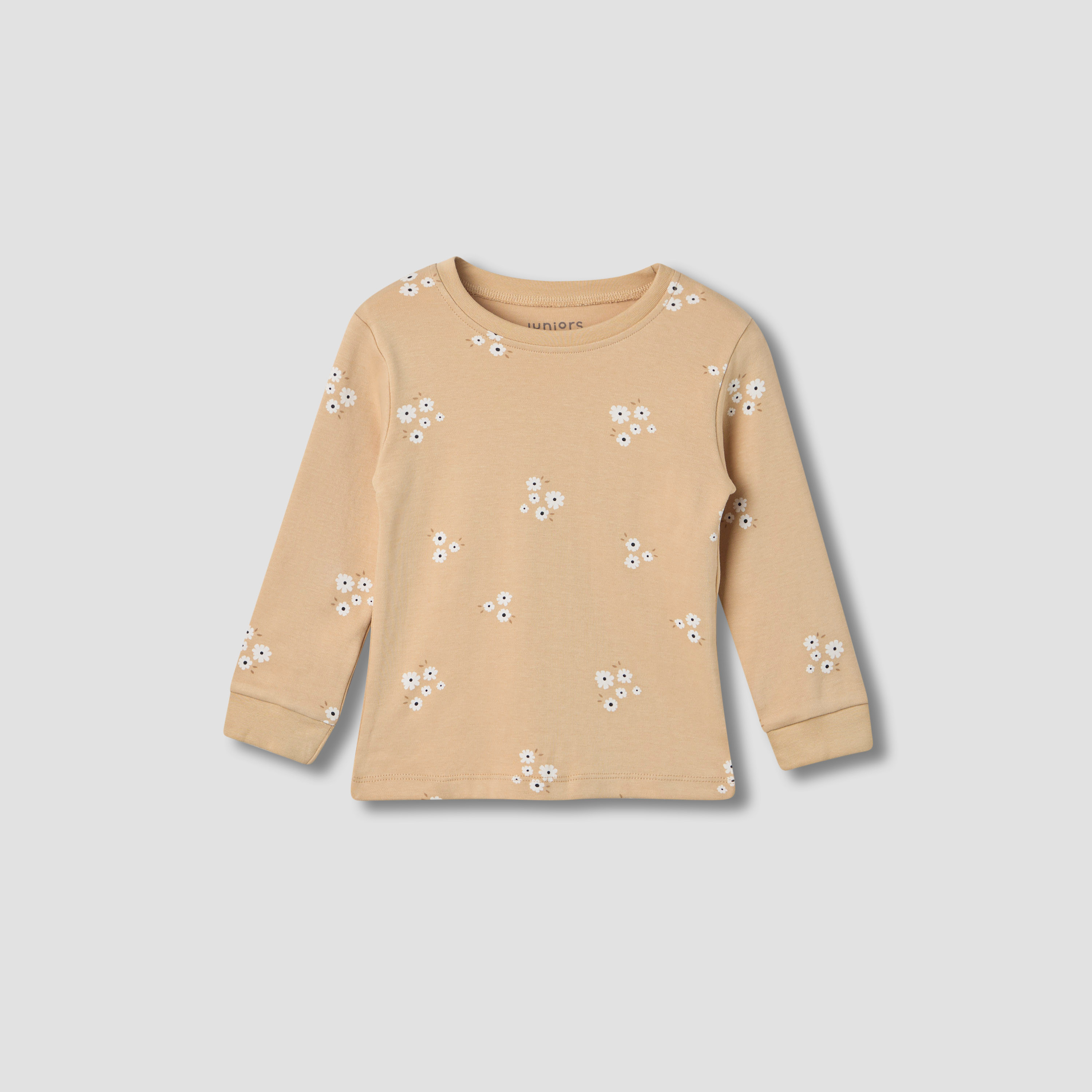 Juniors Floral Print Long Sleeve T-shirt and Pyjama Set-baby-girls-clothing-nightwear-pyjamasets-image-3