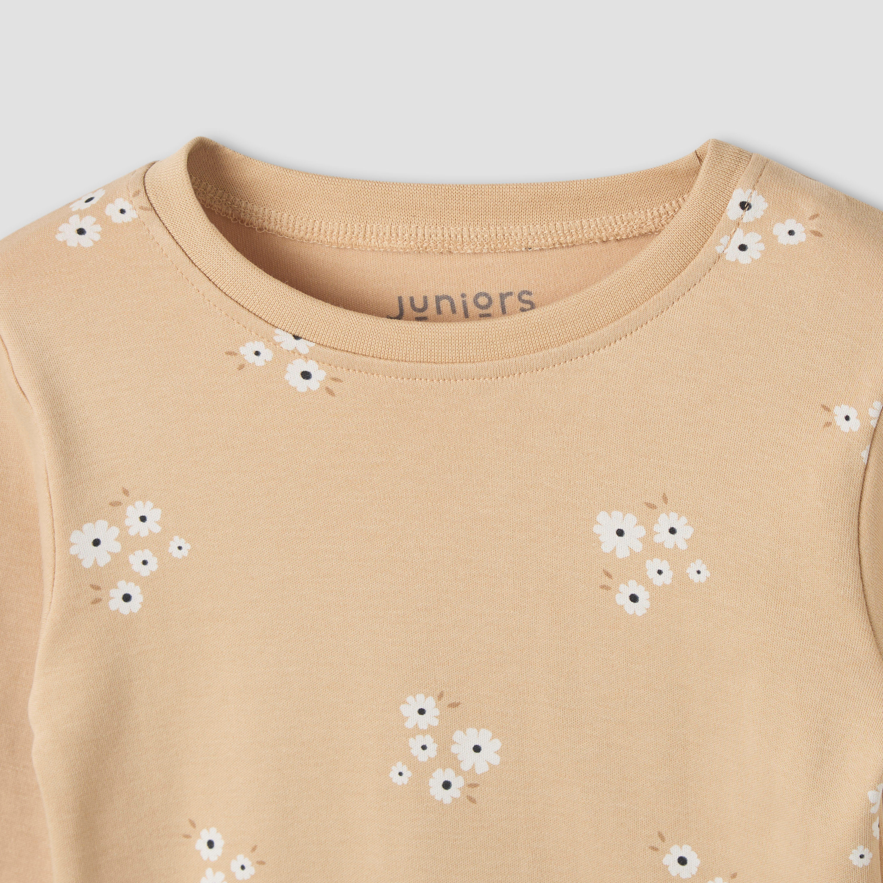 Juniors Floral Print Long Sleeve T-shirt and Pyjama Set-baby-girls-clothing-nightwear-pyjamasets-image-5