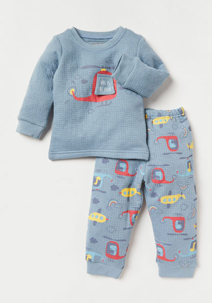 Juniors Printed Long Sleeve Sweatshirt and Pyjama Set