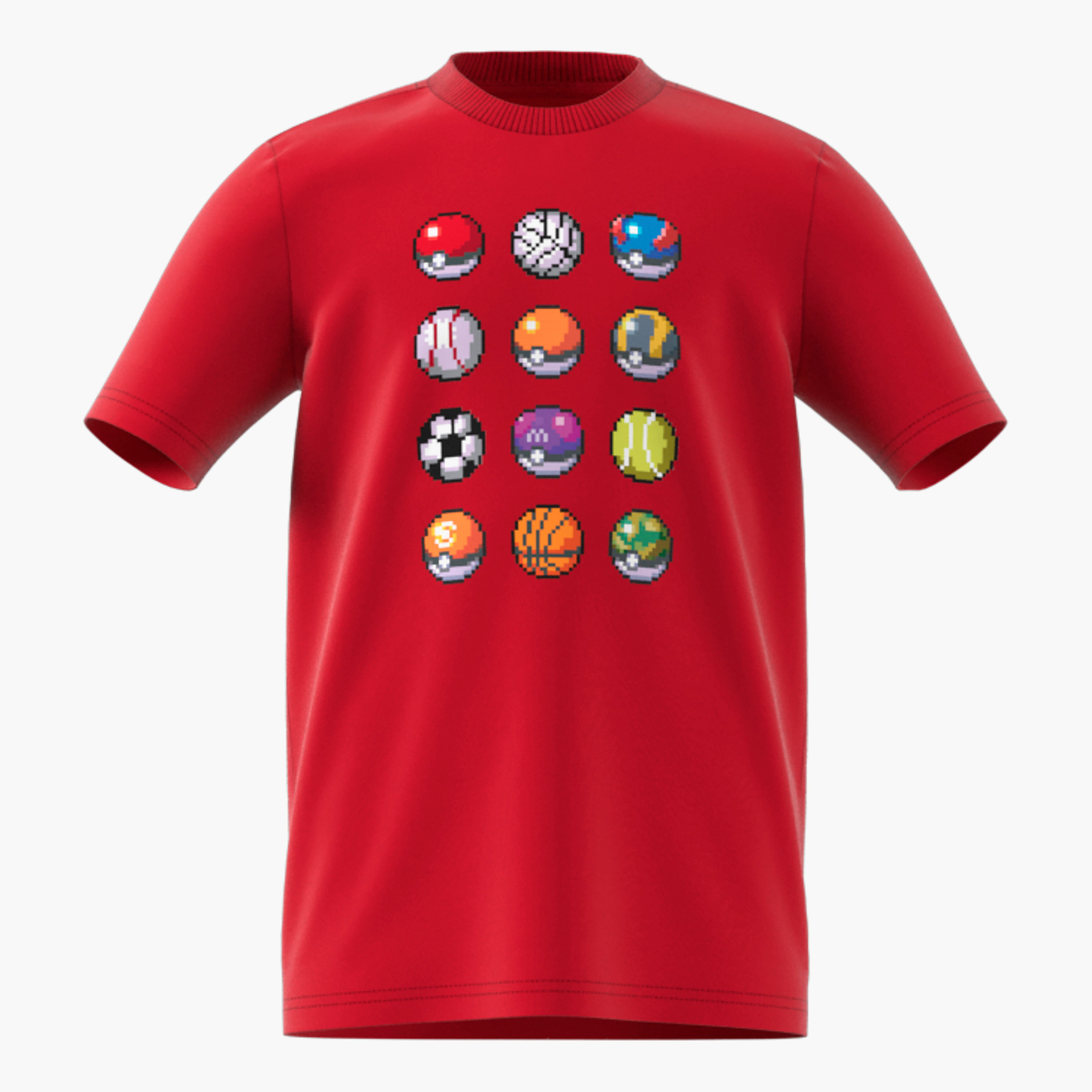 Adidas Pokemon Graphic Print T shirt with Round Neck and Short Sleeves