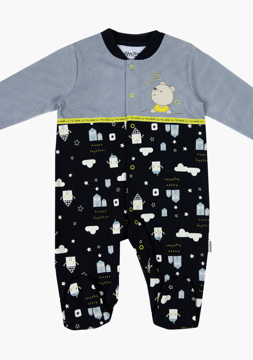 Juniors Printed Closed Feet Sleepsuit with Long Sleeves-Sleepsuits-image-0