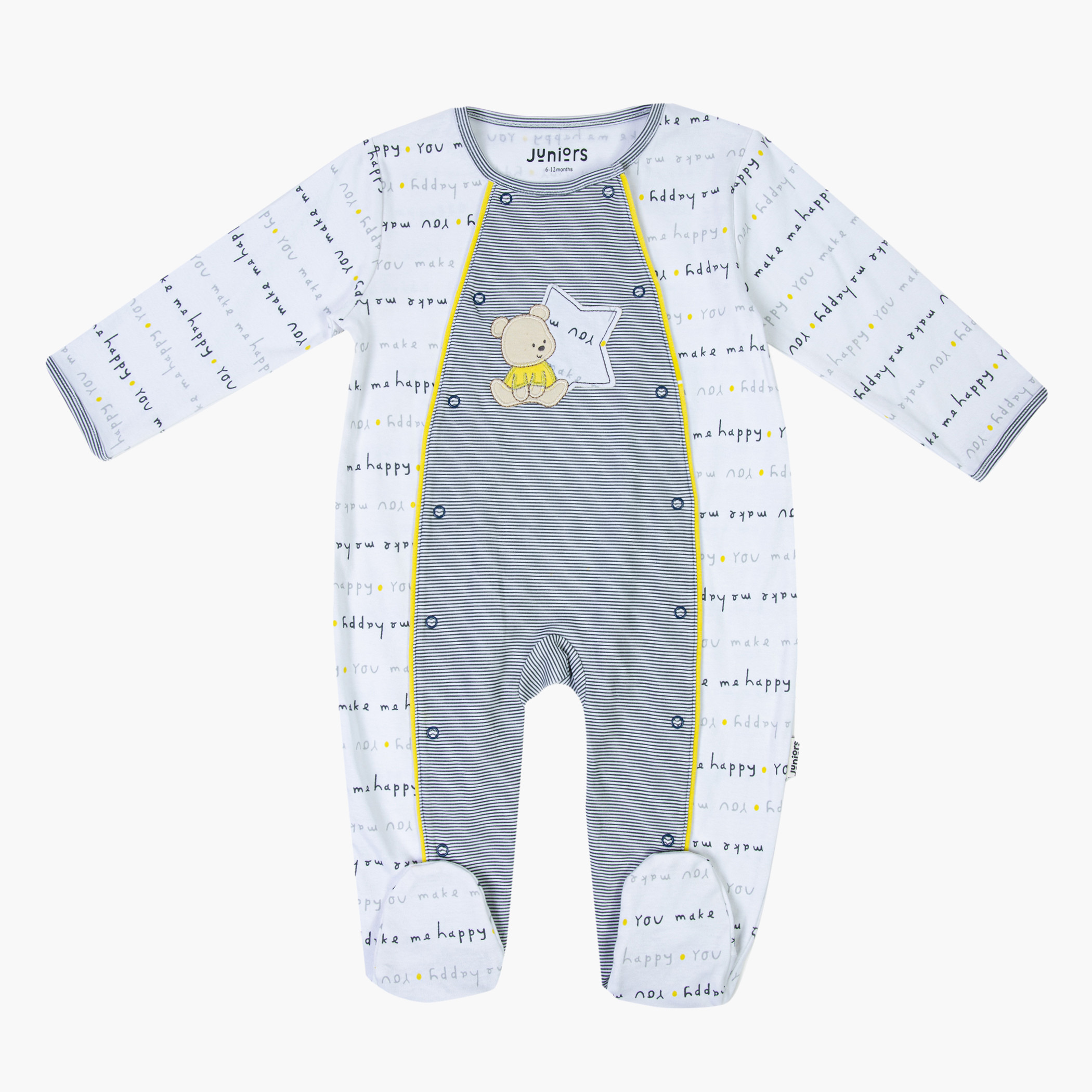 Juniors Printed Closed Feet Sleepsuit with Long Sleeves-baby-boys-clothing-nightwear-sleepsuits-image-1