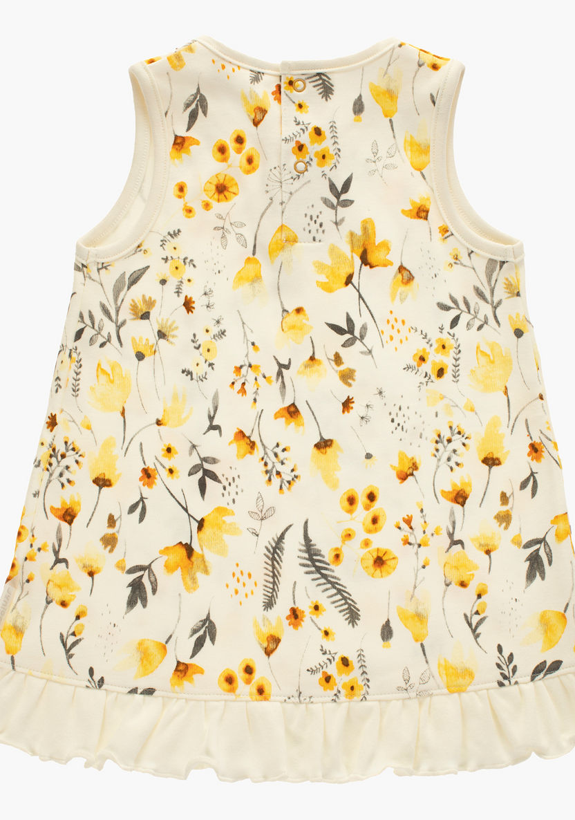 Juniors Floral Print Sleeveless Dress with Ruffle Detail-Dresses%2C Gowns and Frocks-image-1