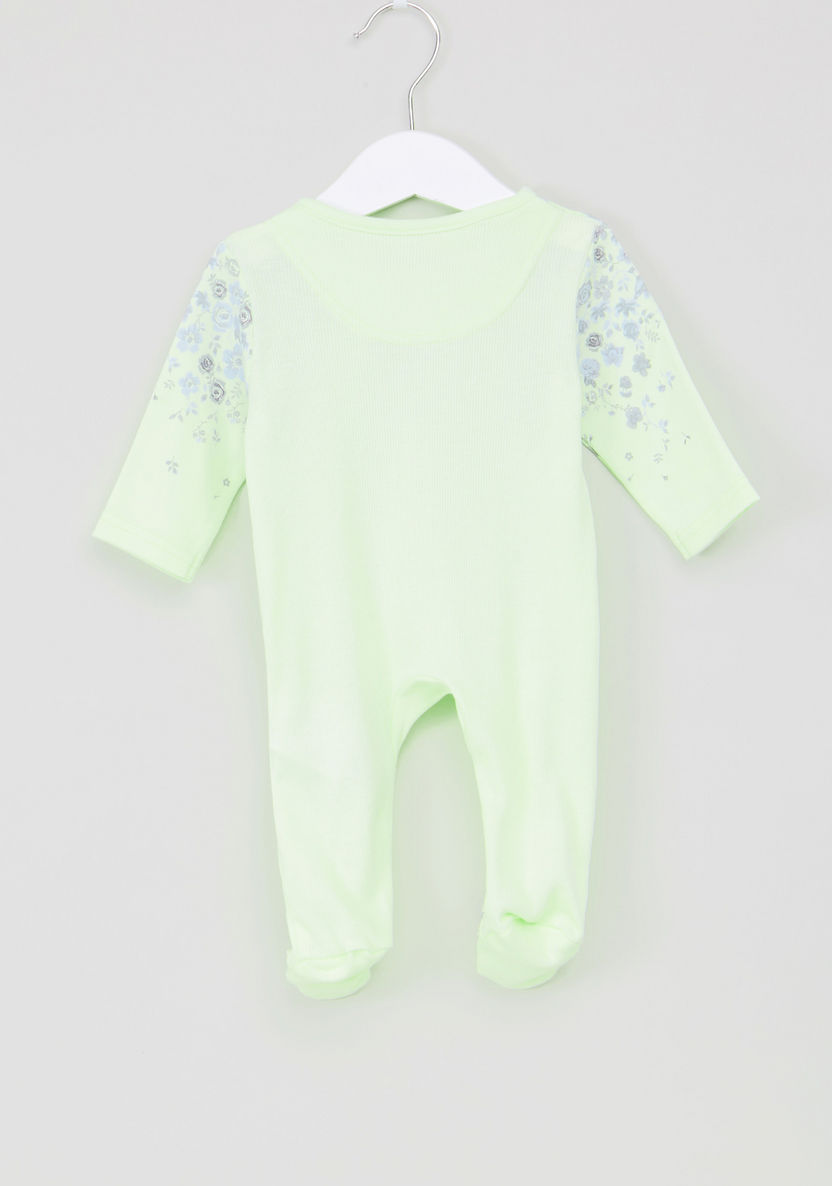 Giggles Printed Closed Feet Sleepsuit with Bow Applique-Sleepsuits-image-2