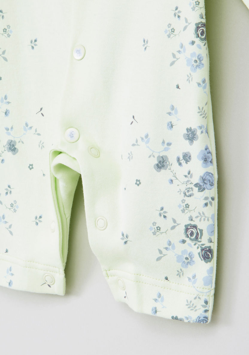 Giggles Floral Printed Open Feet Long Sleeves Sleepsuit-Sleepsuits-image-1