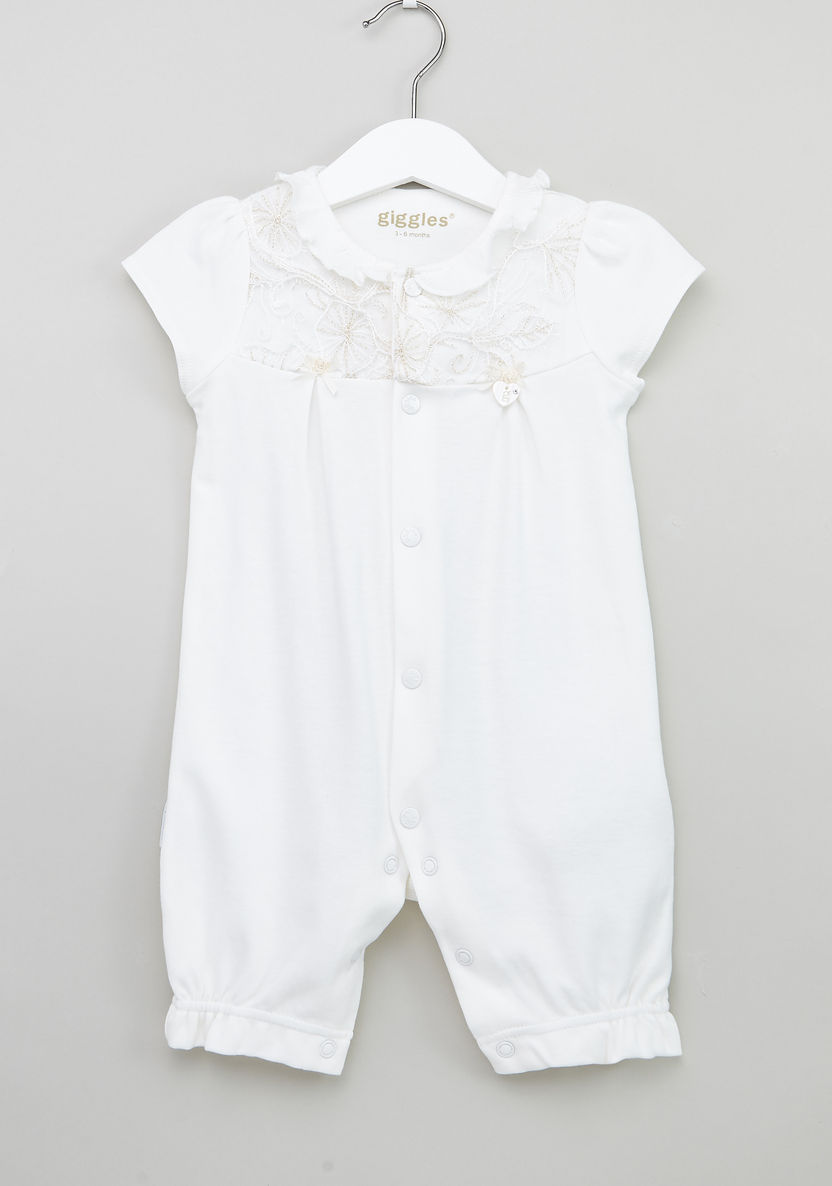 Giggles Embroidered Romper with Cap Sleeves and Cuffed Ankles-Rompers%2C Dungarees and Jumpsuits-image-0