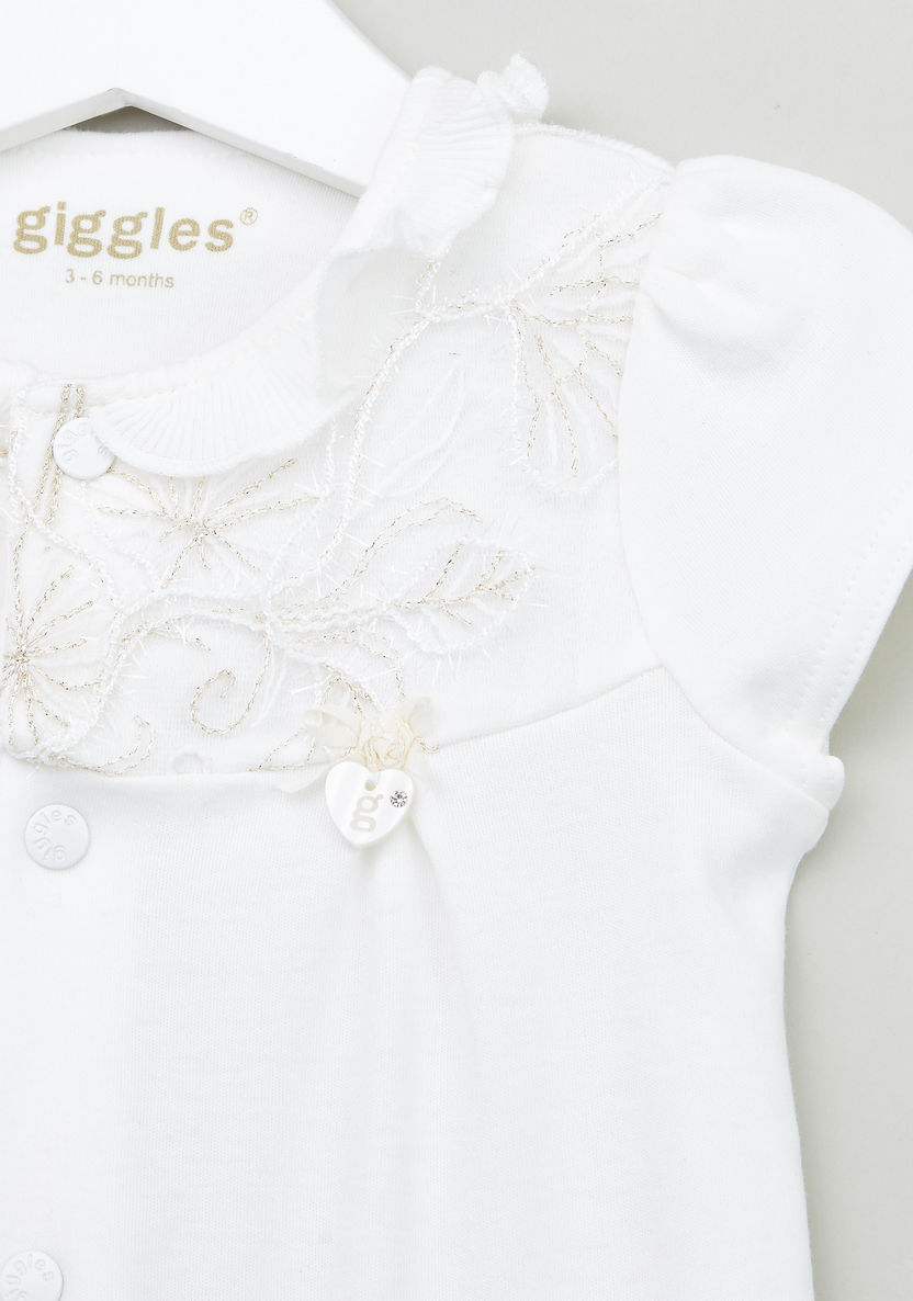 Giggles Embroidered Romper with Cap Sleeves and Cuffed Ankles-Rompers%2C Dungarees and Jumpsuits-image-1