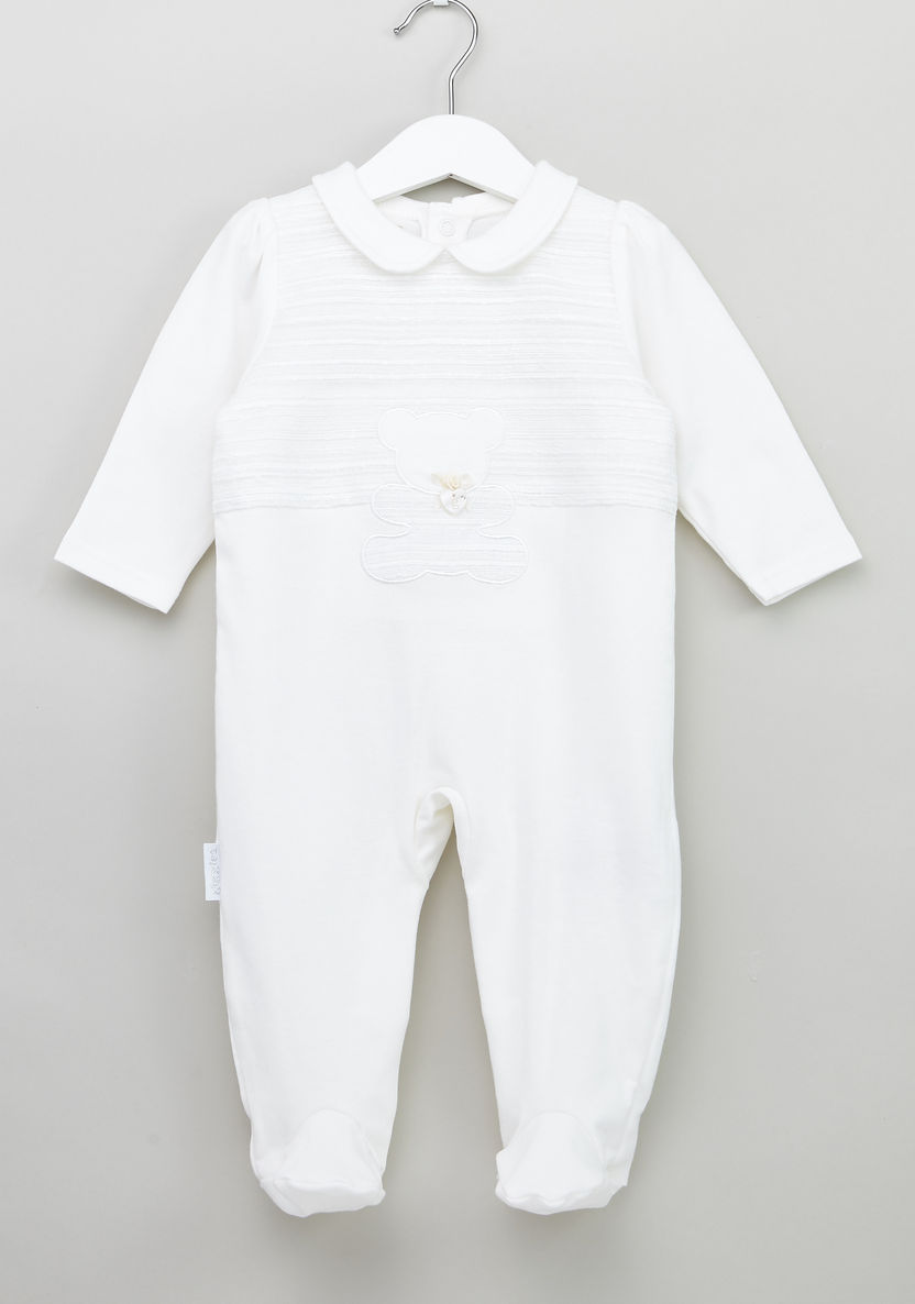 Giggles Closed Feet Cotton Sleepsuit with Applique-Sleepsuits-image-0