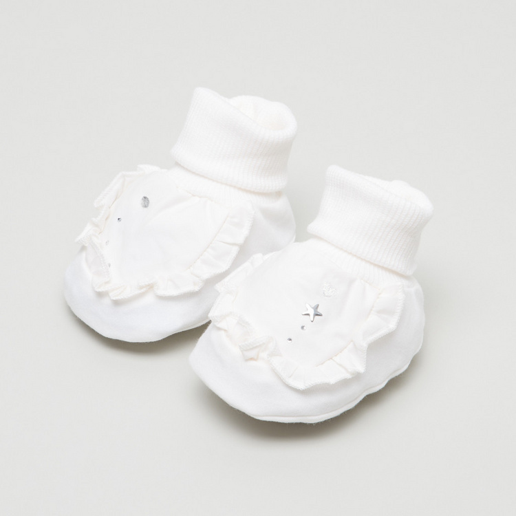 Giggles Embellished Baby Booties with Ruffle Detail