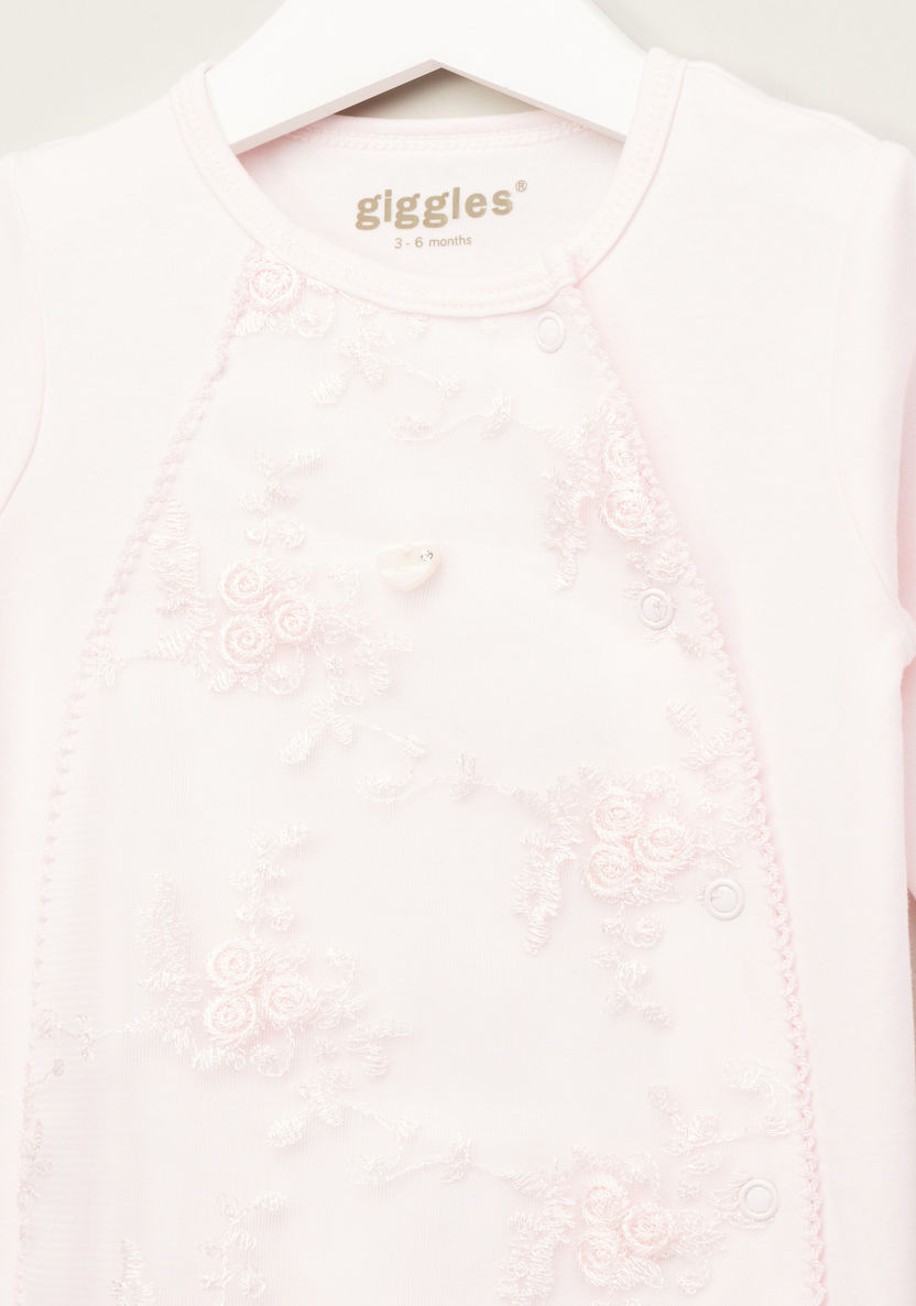 Giggles Sherlin Embroidered Long Sleeves Closed Feet Sleepsuit-Sleepsuits-image-1