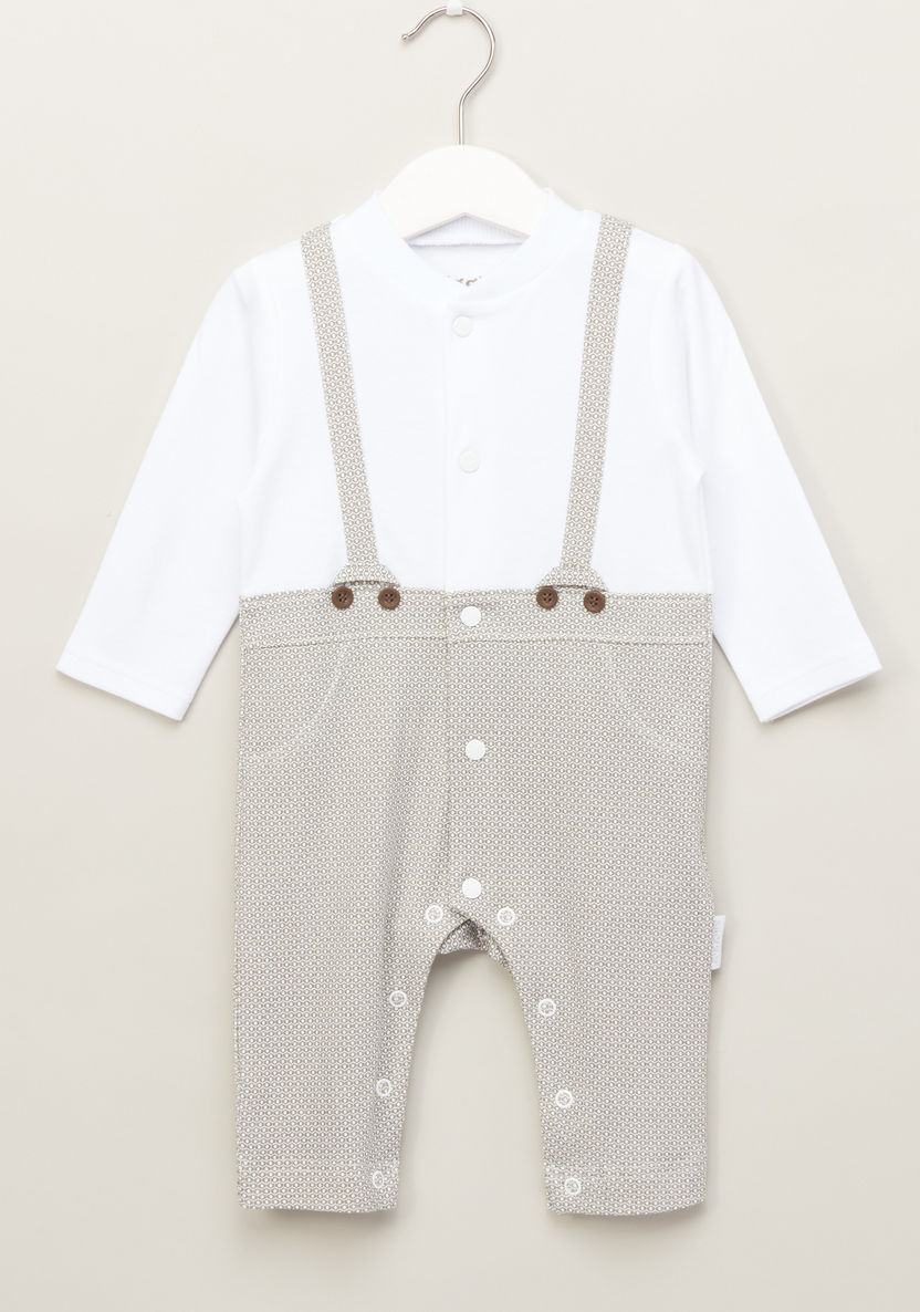 Juniors Printed Sleepsuit with Long Sleeves and Button Detail-Sleepsuits-image-0