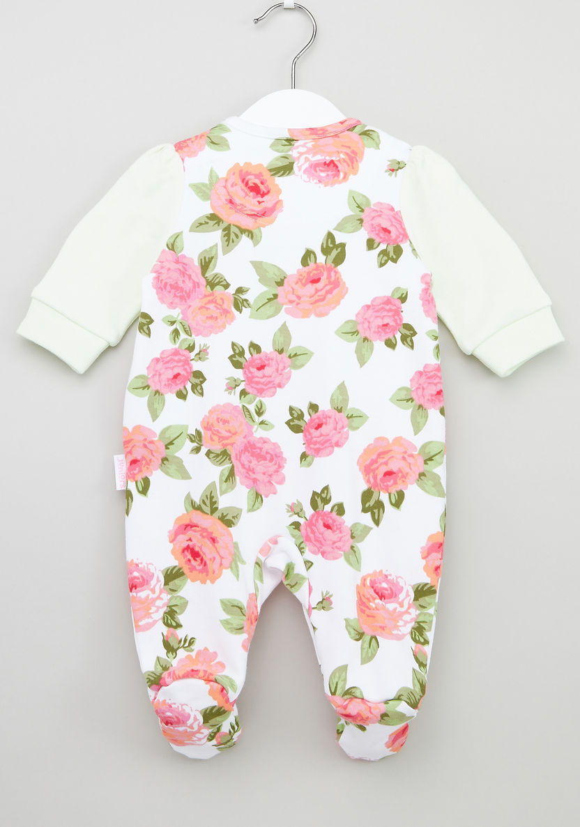 Juniors Floral Printed Sleepsuit with Applique-Sleepsuits-image-2