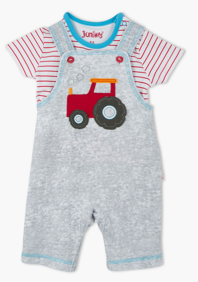 Juniors Round Neck T-shirt and Dungaree Set-Clothes Sets-image-0