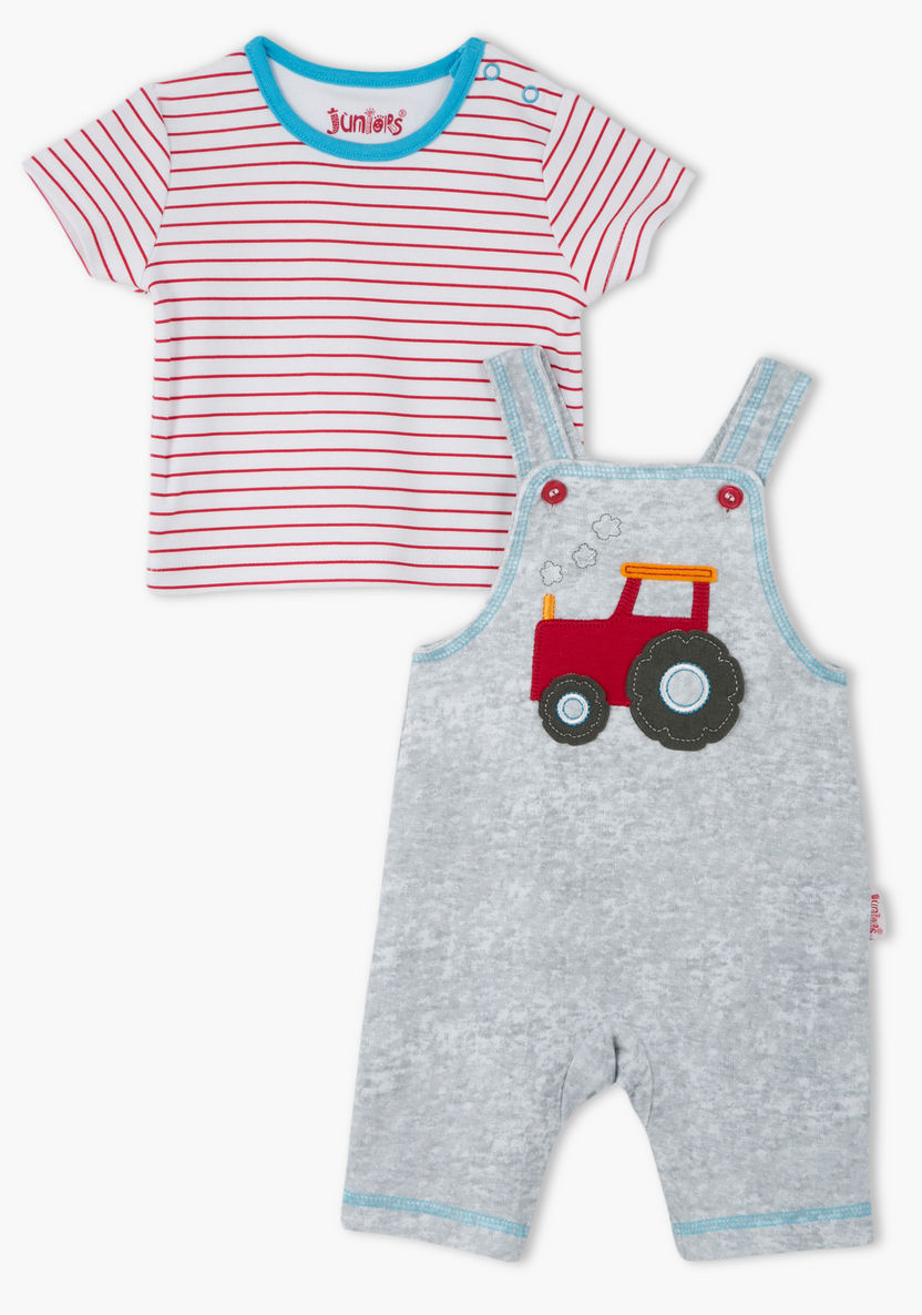 Juniors Round Neck T-shirt and Dungaree Set-Clothes Sets-image-2