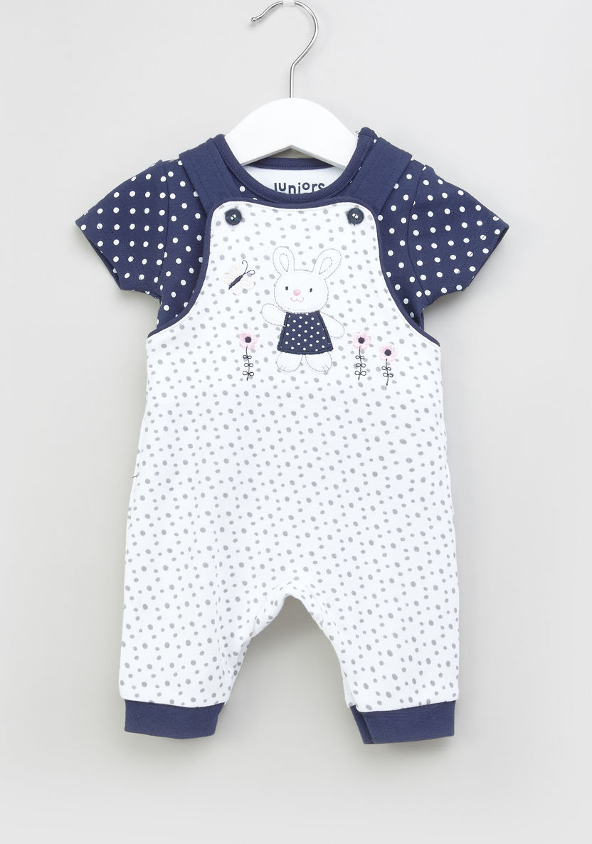 Juniors Printed T-shirt with Dungarees-Clothes Sets-image-0