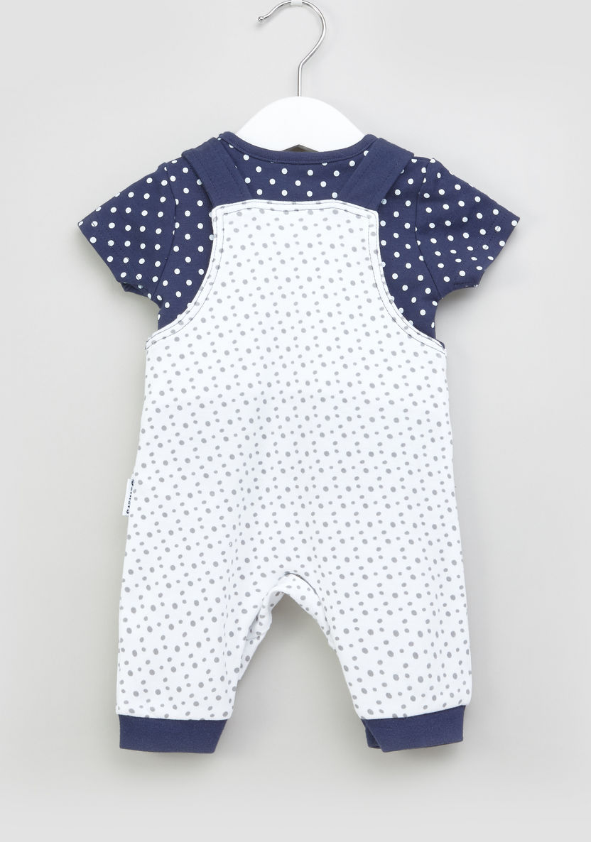 Juniors Printed T-shirt with Dungarees-Clothes Sets-image-2