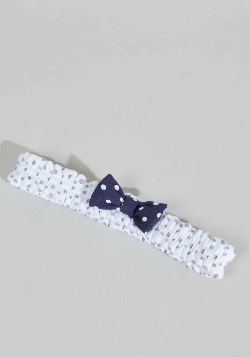 Juniors Dot Printed Headband with Bow Applique-Hair Accessories-image-0