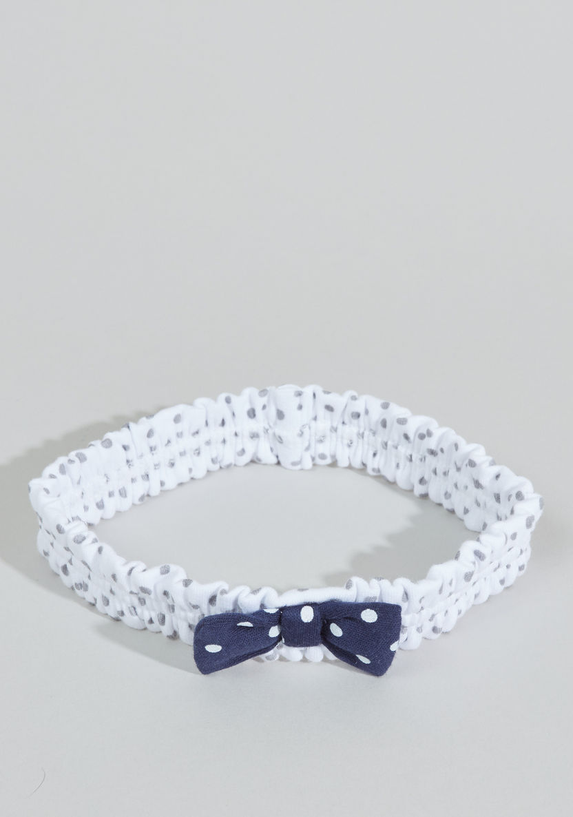 Juniors Dot Printed Headband with Bow Applique-Hair Accessories-image-1
