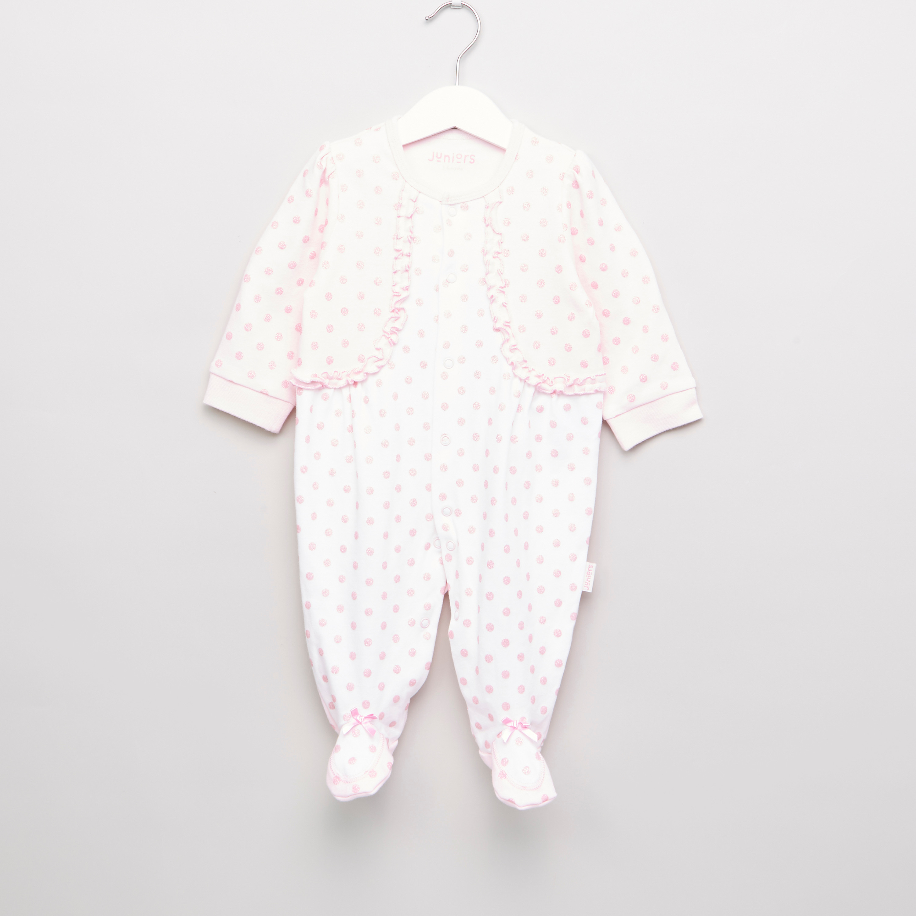 Juniors Polka Dot Printed Closed Feet Sleepsuit-baby-girls-clothing-nightwear-sleepsuits-image-1