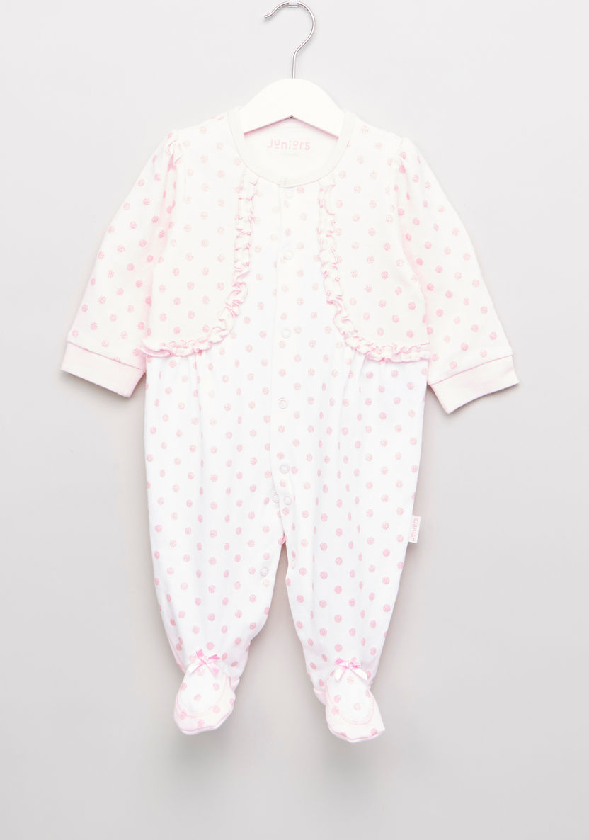 Juniors Polka Dot Printed Closed Feet Sleepsuit-Sleepsuits-image-0