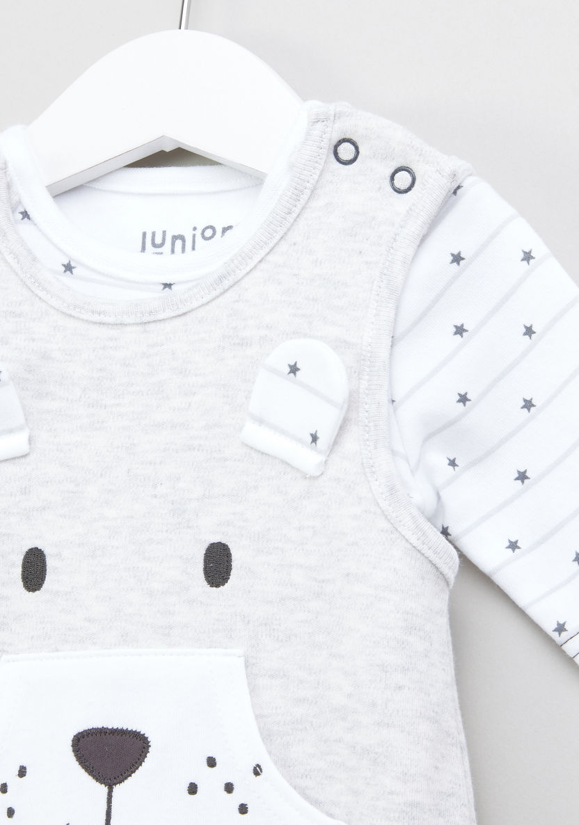 Juniors Printed T-shirt with Dungarees-Clothes Sets-image-1