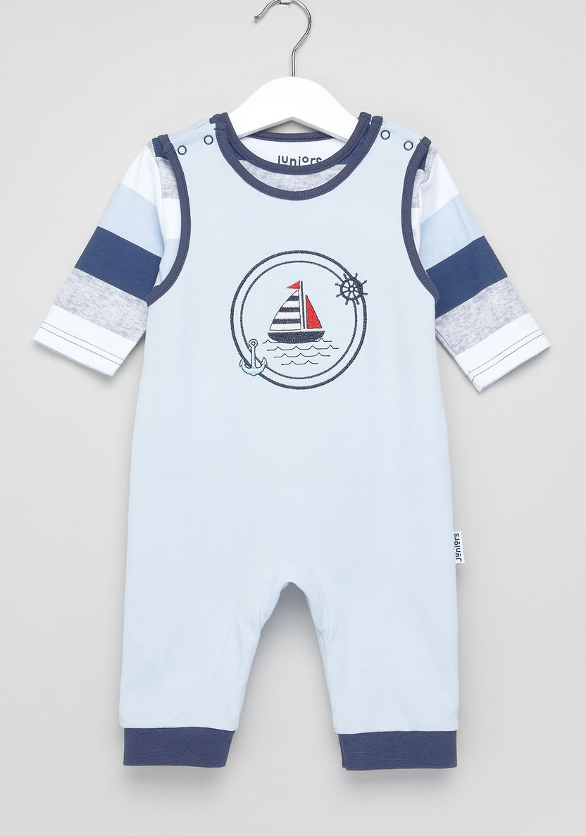 Juniors Striped T-shirt with Sleeveless Sleepsuit-Clothes Sets-image-0
