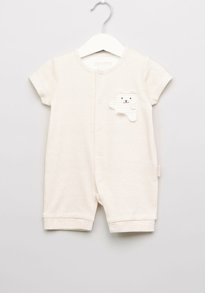Juniors Striped Cotton Romper with Applique-Rompers%2C Dungarees and Jumpsuits-image-0