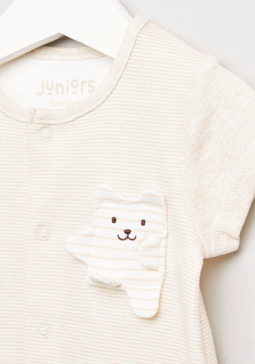 Juniors Striped Cotton Romper with Applique-Rompers%2C Dungarees and Jumpsuits-image-1