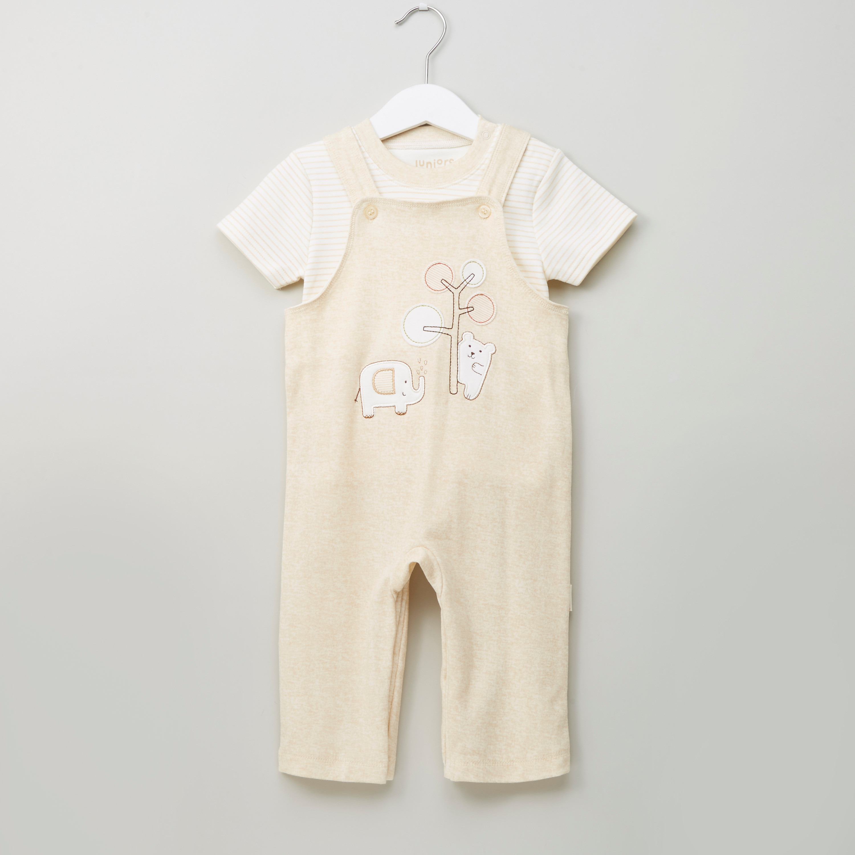 طقم دنغري وتيشيرت مخطط من جونيورز-baby-boys-clothing-winterwear-rompers-image-1