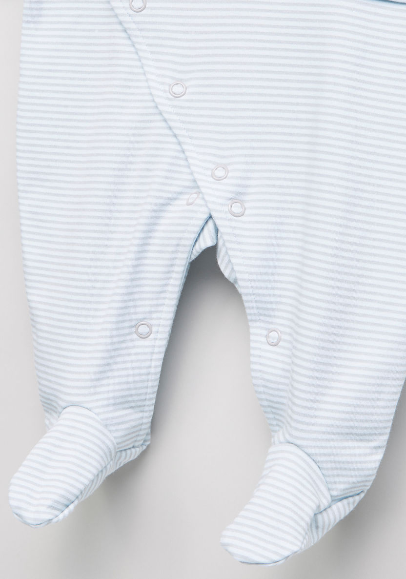 Juniors Striped and Embroidered Closed Feet Sleepsuit-Sleepsuits-image-1