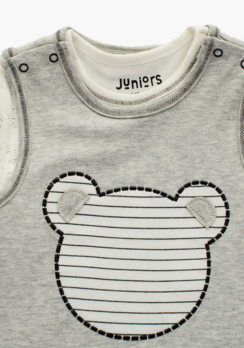Juniors Bear Embroidered Dungarees with Long Sleeves-Rompers%2C Dungarees and Jumpsuits-image-1