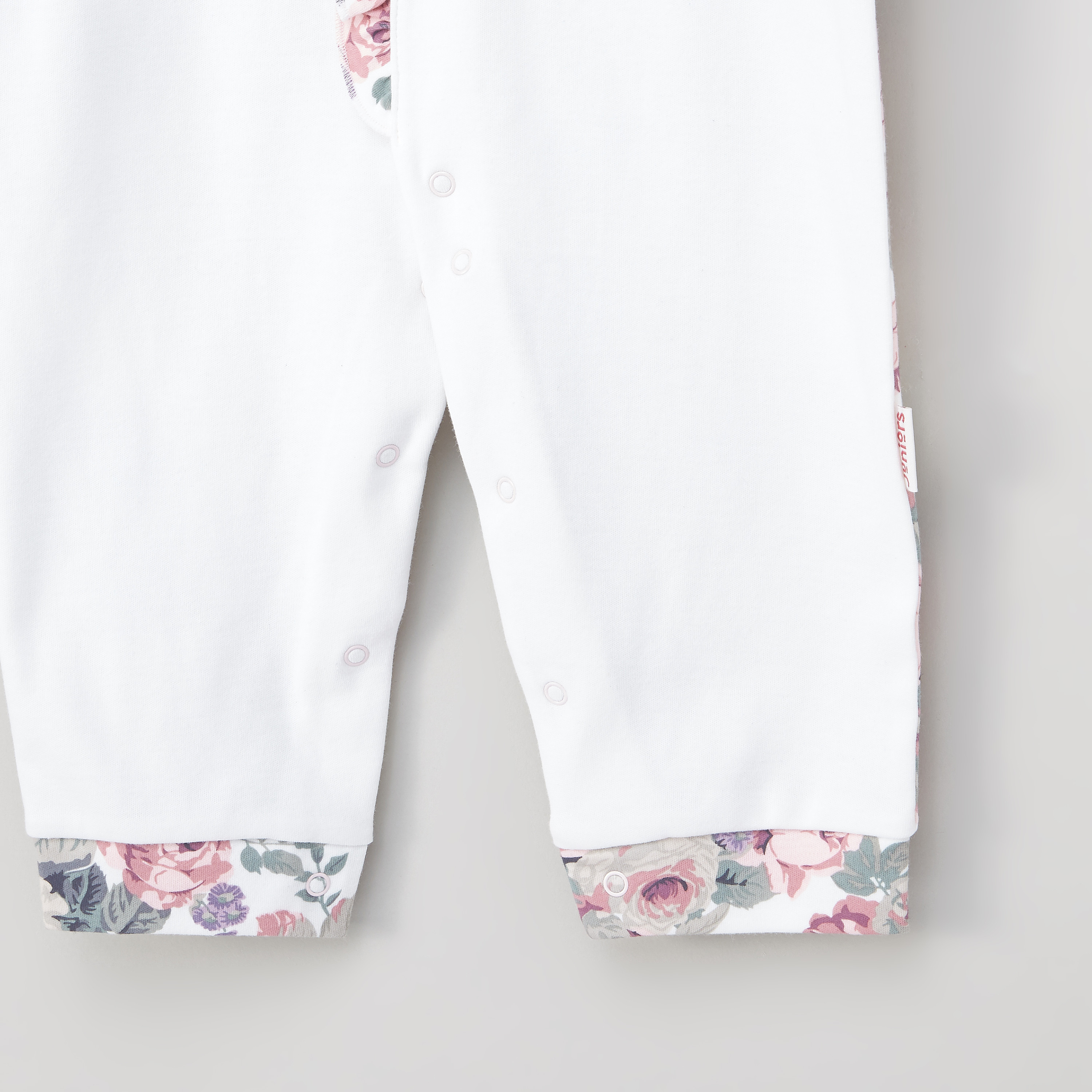 Juniors Floral Printed Sleepsuit with Round Neck and Long Sleeves-baby-girls-clothing-nightwear-sleepsuits-image-4
