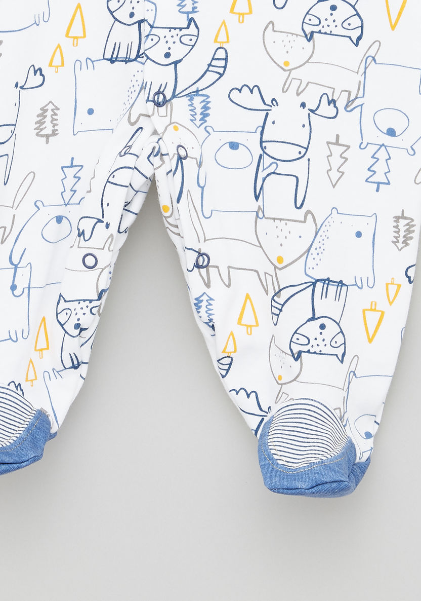 Juniors Bear Print Closed Feet Sleepsuit with Long Sleeves-Sleepsuits-image-3