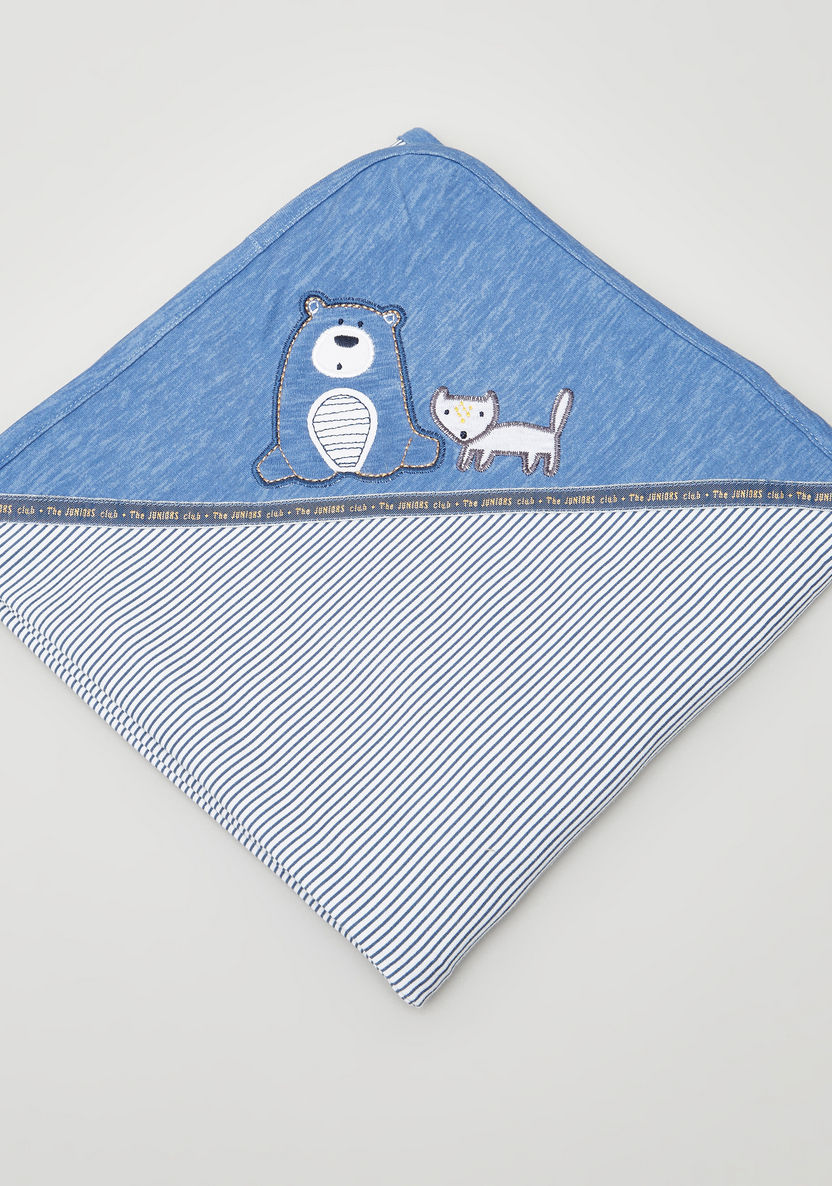 Juniors Lazy Bear Embroidered Receiving Blanket - 75x100 cms-Blankets and Throws-image-0