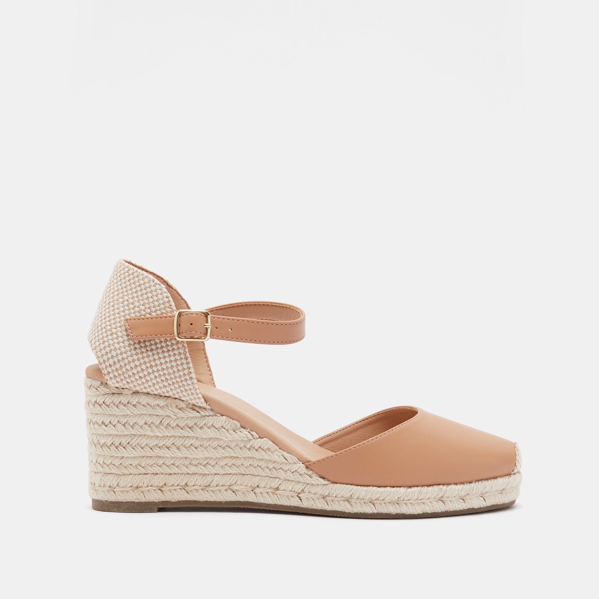 Shop Celeste Textured Ankle Strap Espadrilles with Wedge Heels