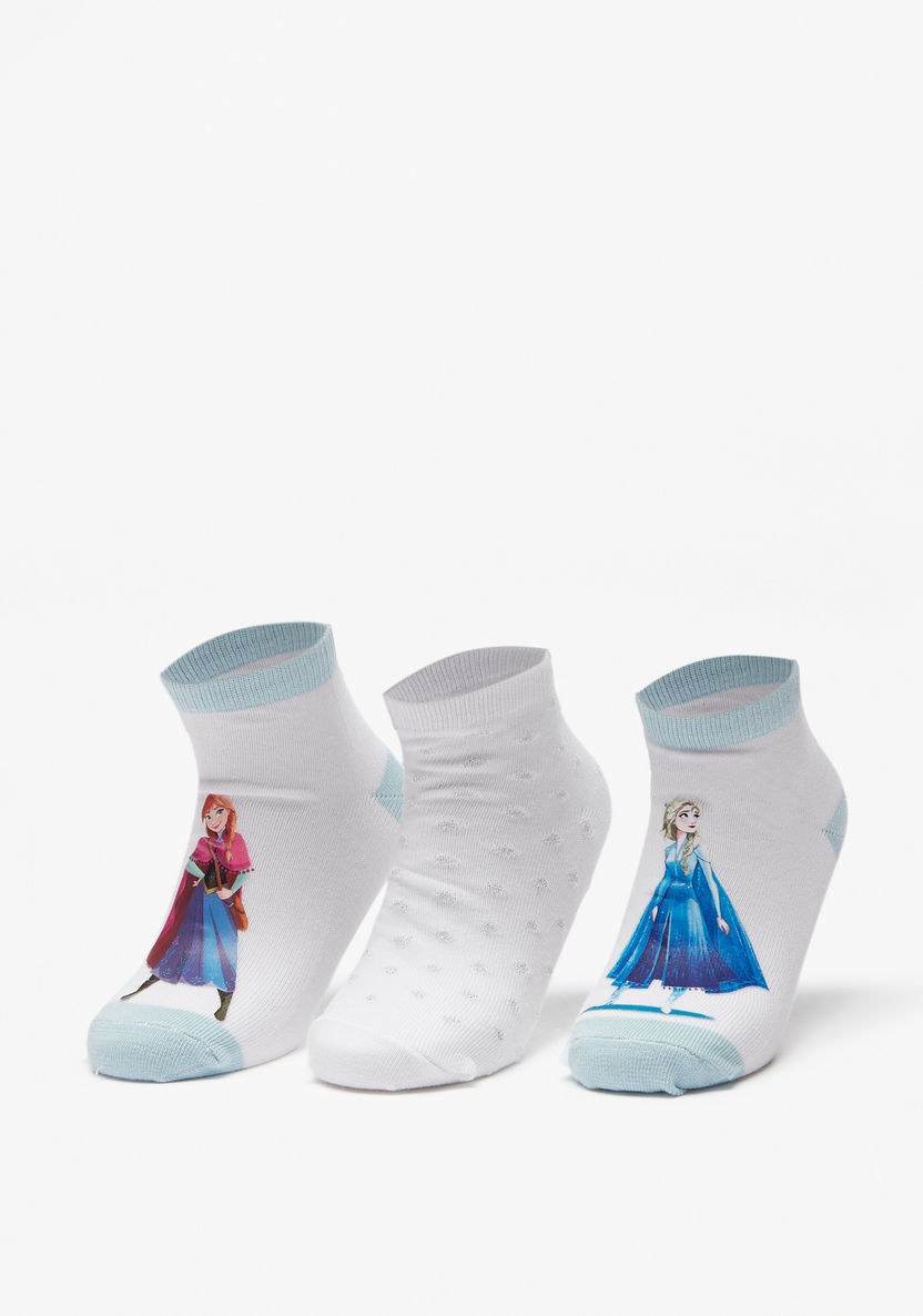 Disney Frozen Print Ankle Length Socks - Set of 3-Girl%27s Socks & Tights-image-0