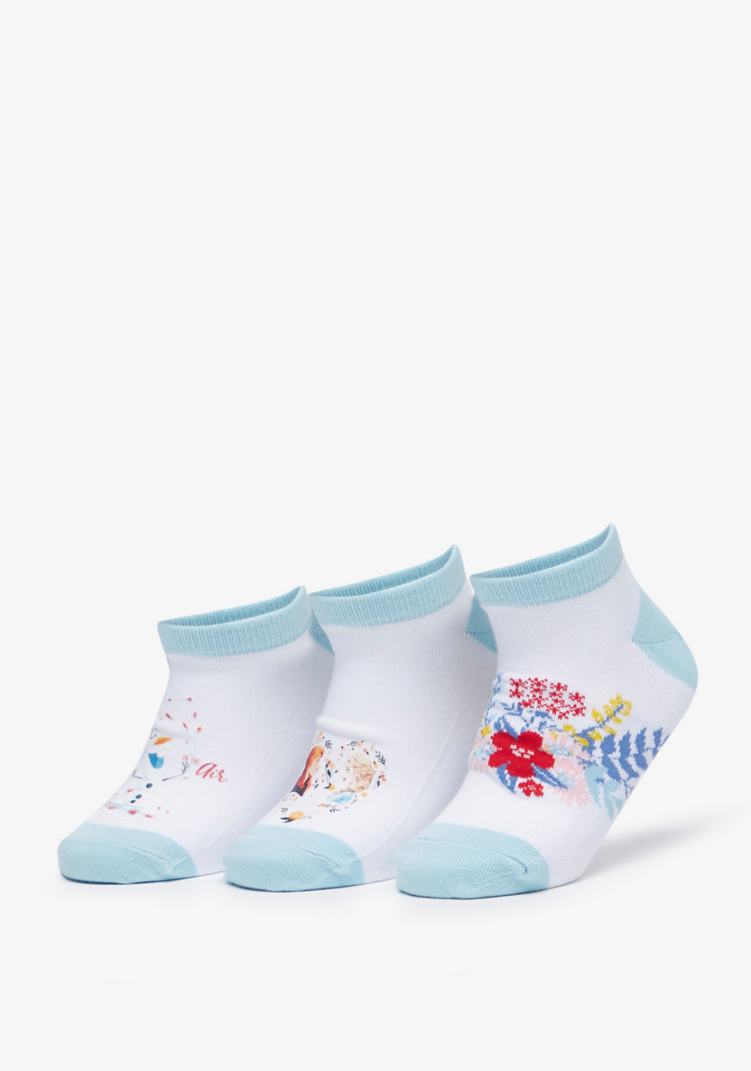Disney Frozen Print Ankle Length Socks - Set of 3-Girl%27s Socks & Tights-image-0