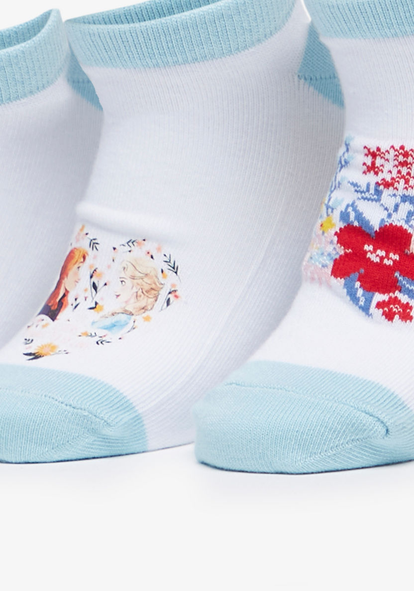 Disney Frozen Print Ankle Length Socks - Set of 3-Girl%27s Socks & Tights-image-2