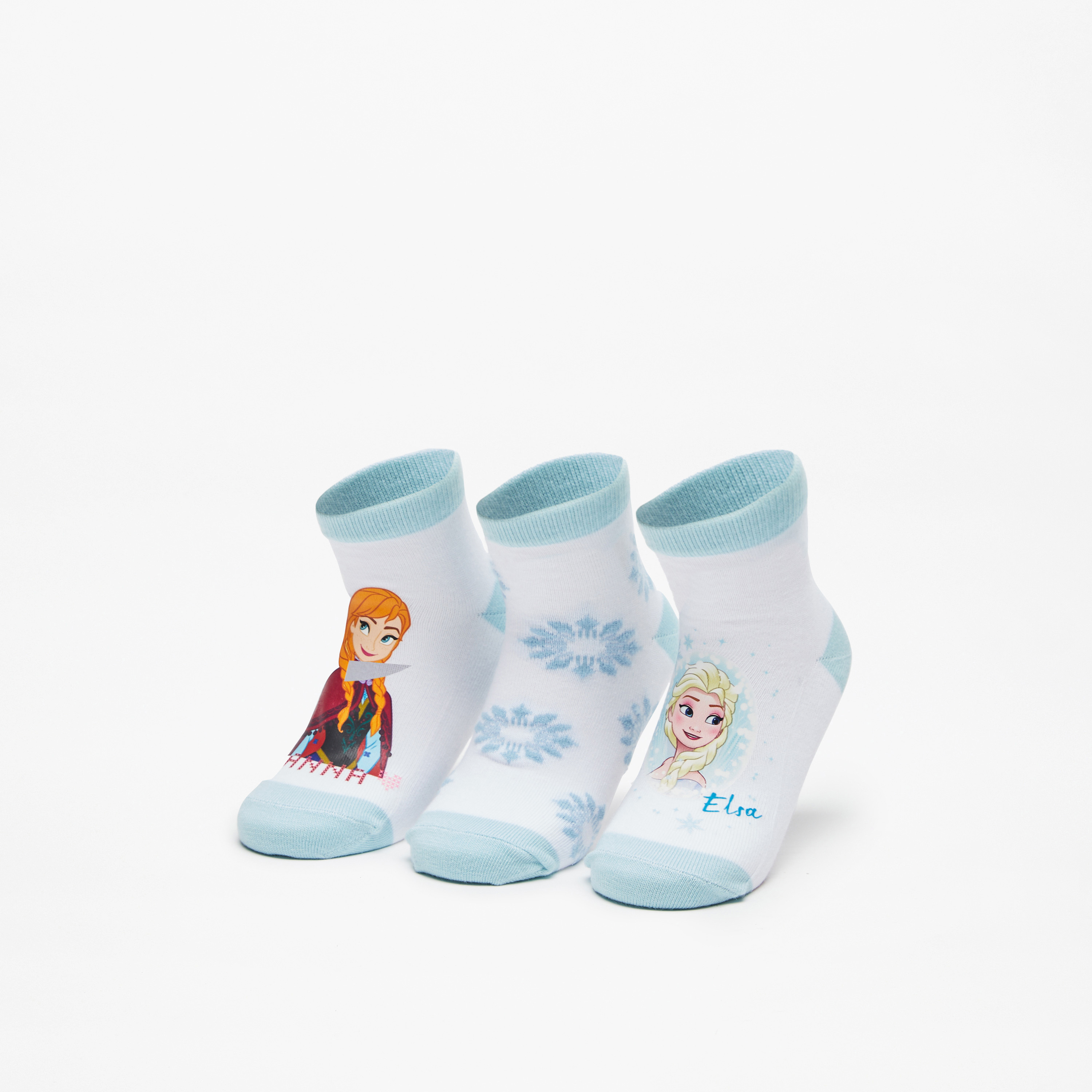 Disney Frozen Print Ankle Length Socks - Set of 3-girls-accessories-socks-image-1