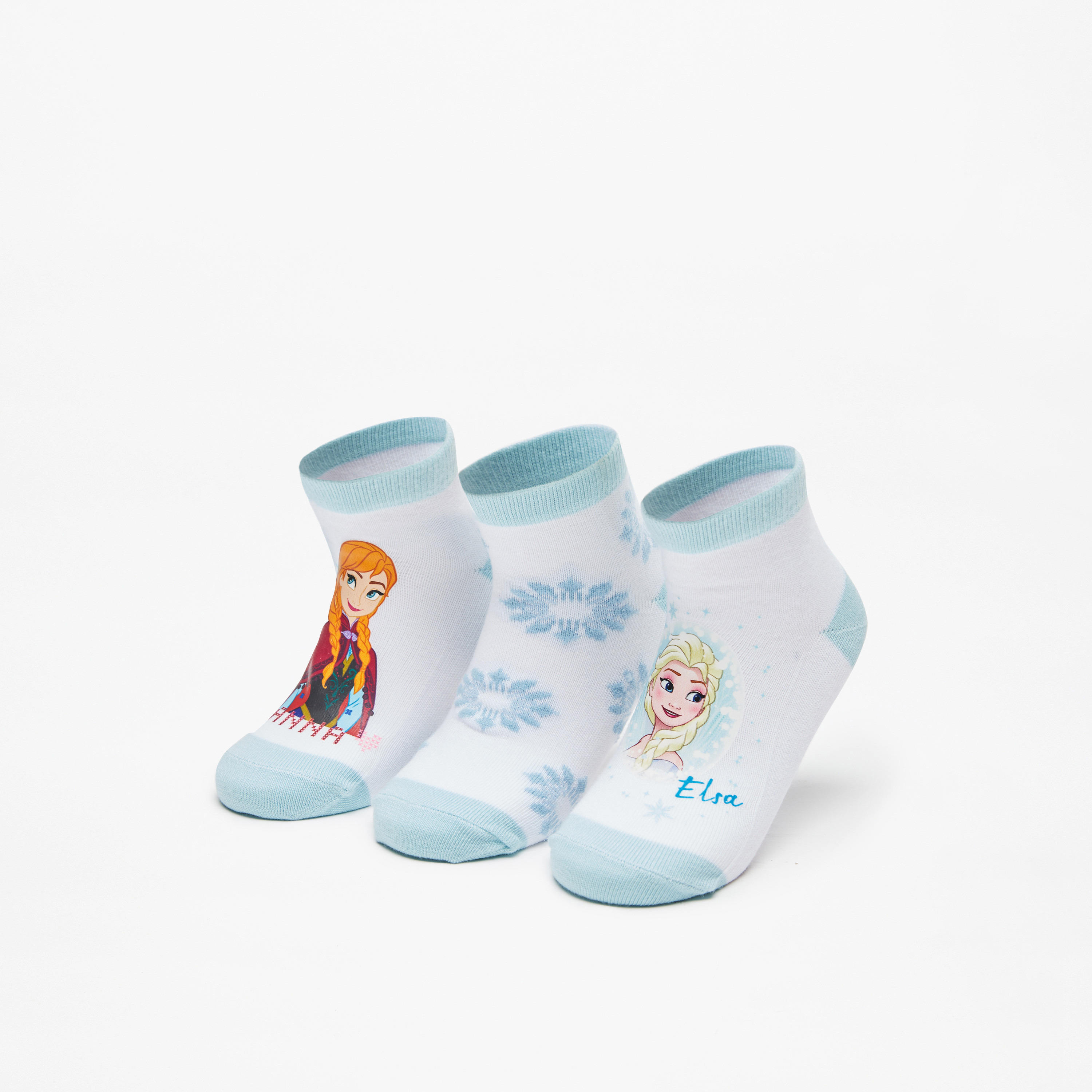 Disney Frozen Print Ankle Length Socks - Set of 3-girls-accessories-socks-image-2