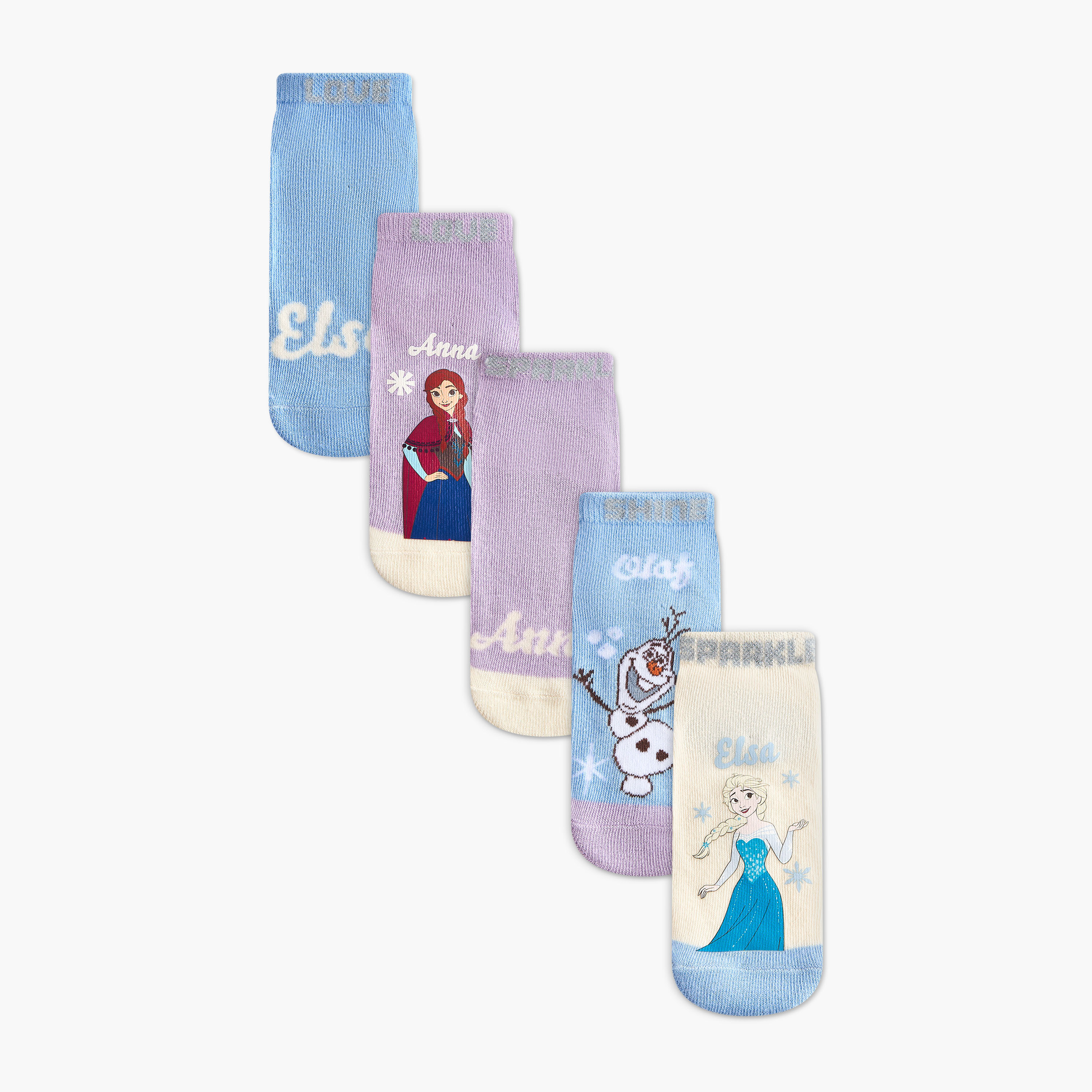 طقم من 5 - جوارب طول الكاحل بطبعات للبنات من ديزني-girls-accessories-socks-image-1