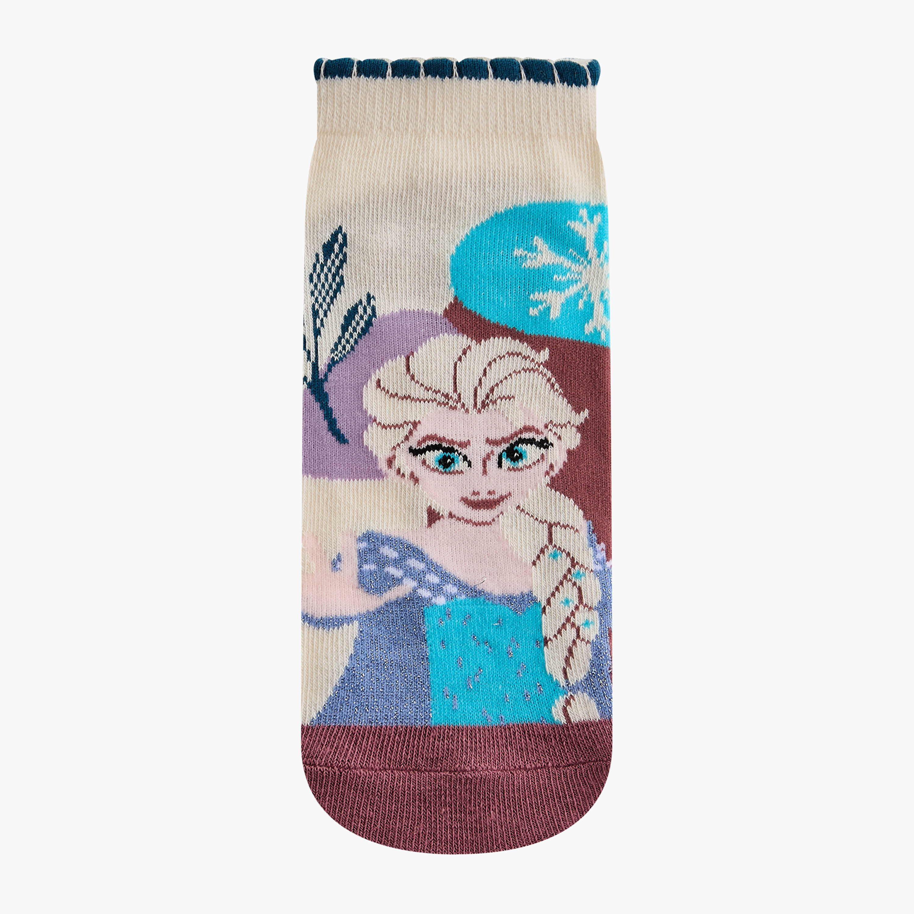 Disney Frozen Print Non Terry Ankle Length Socks - Set of 5-girls-accessories-socks-image-2