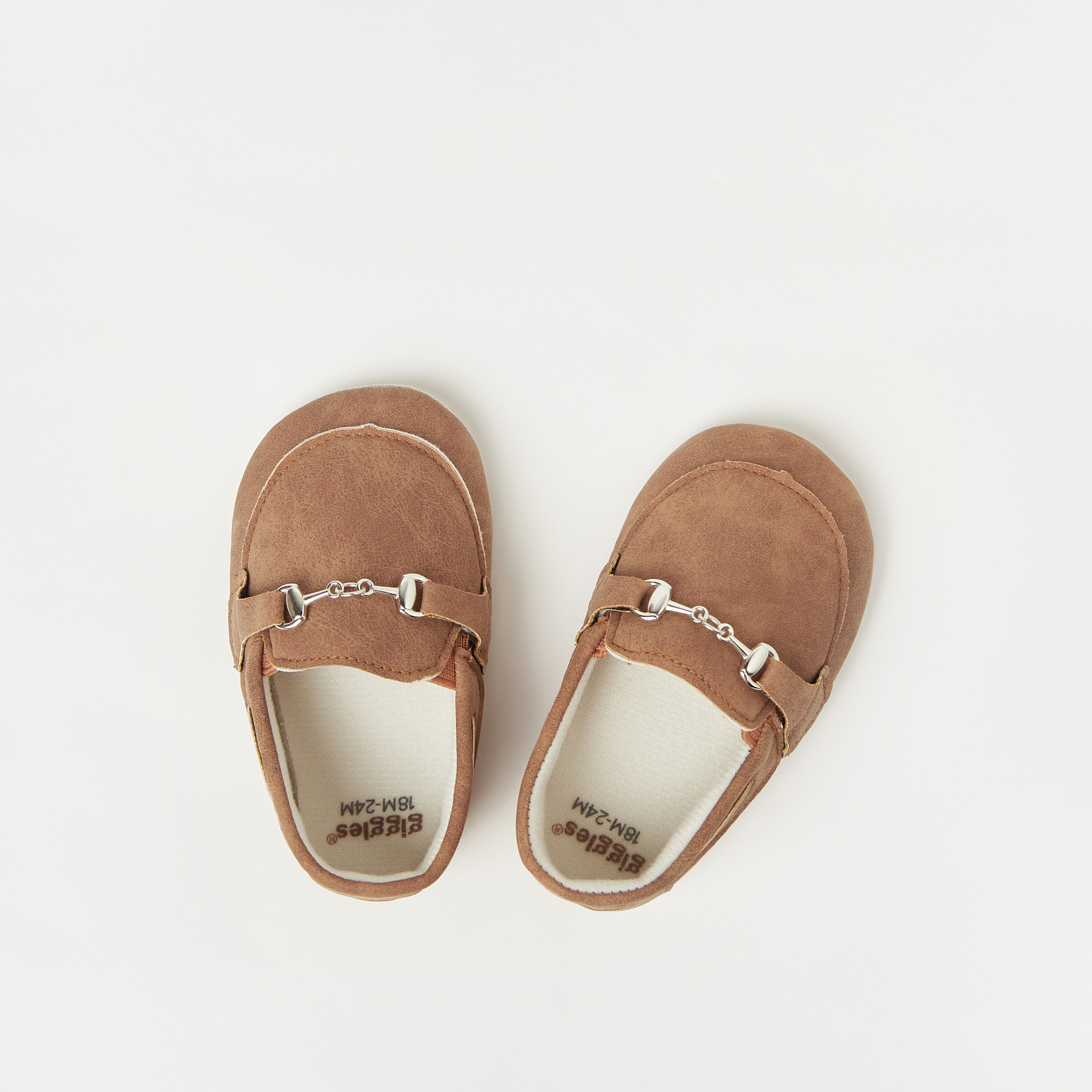 Giggles Solid Slip-On Booties with Metal Accent-baby-boys-shoes-closedshoes-image-1