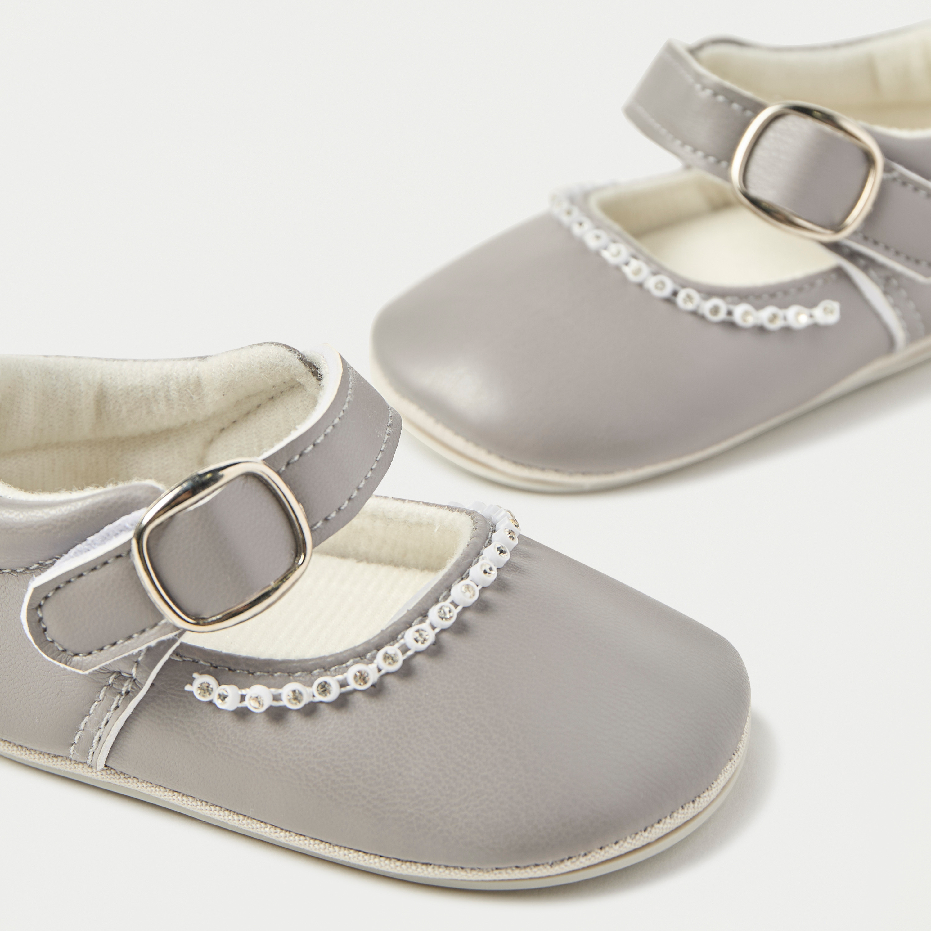 Giggles Bead Embellished Booties with Buckle Closure-baby-girls-shoes-booties-image-3