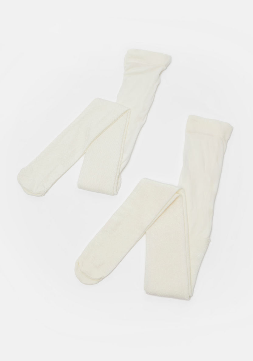 Textured Tights with Elasticated Hem - Set of 2-Girl%27s Socks & Tights-image-0
