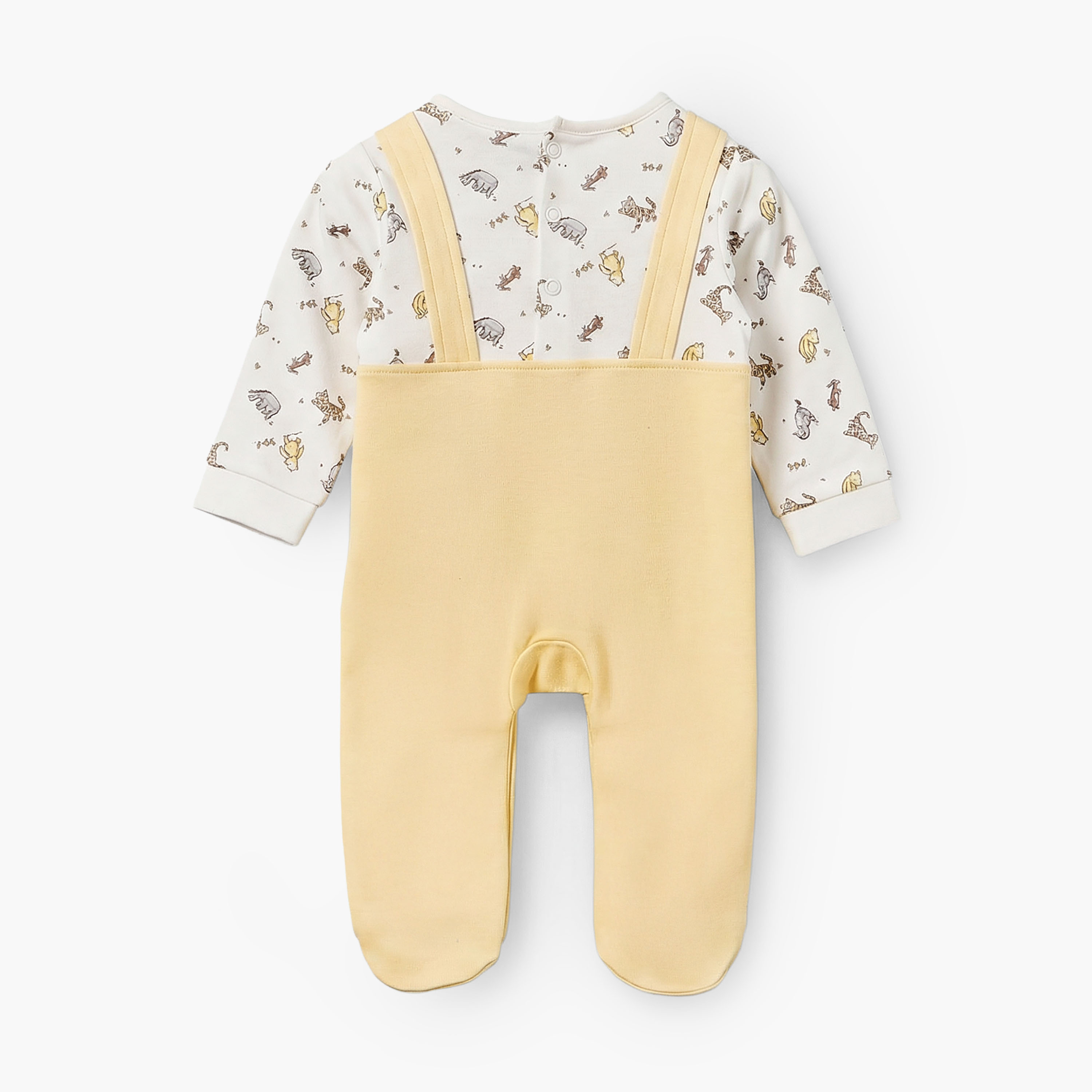 بدلة نوم قطن بياقة ضيقة وأكمام طويلة بطبعات ويني ذا بوه والأصدقاء من ديزني-baby-girls-clothing-nightwear-sleepsuits-image-3
